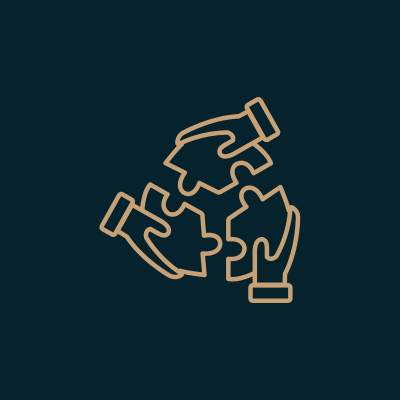Illustration of four interconnected puzzle pieces forming a circle.