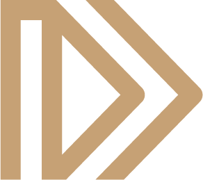 Abstract geometric logo with black background and brown arrow designs