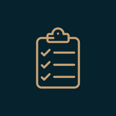 Icon of a checklist on a clipboard with four checked items.