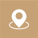 Icon of a map pin or location marker on a gold background