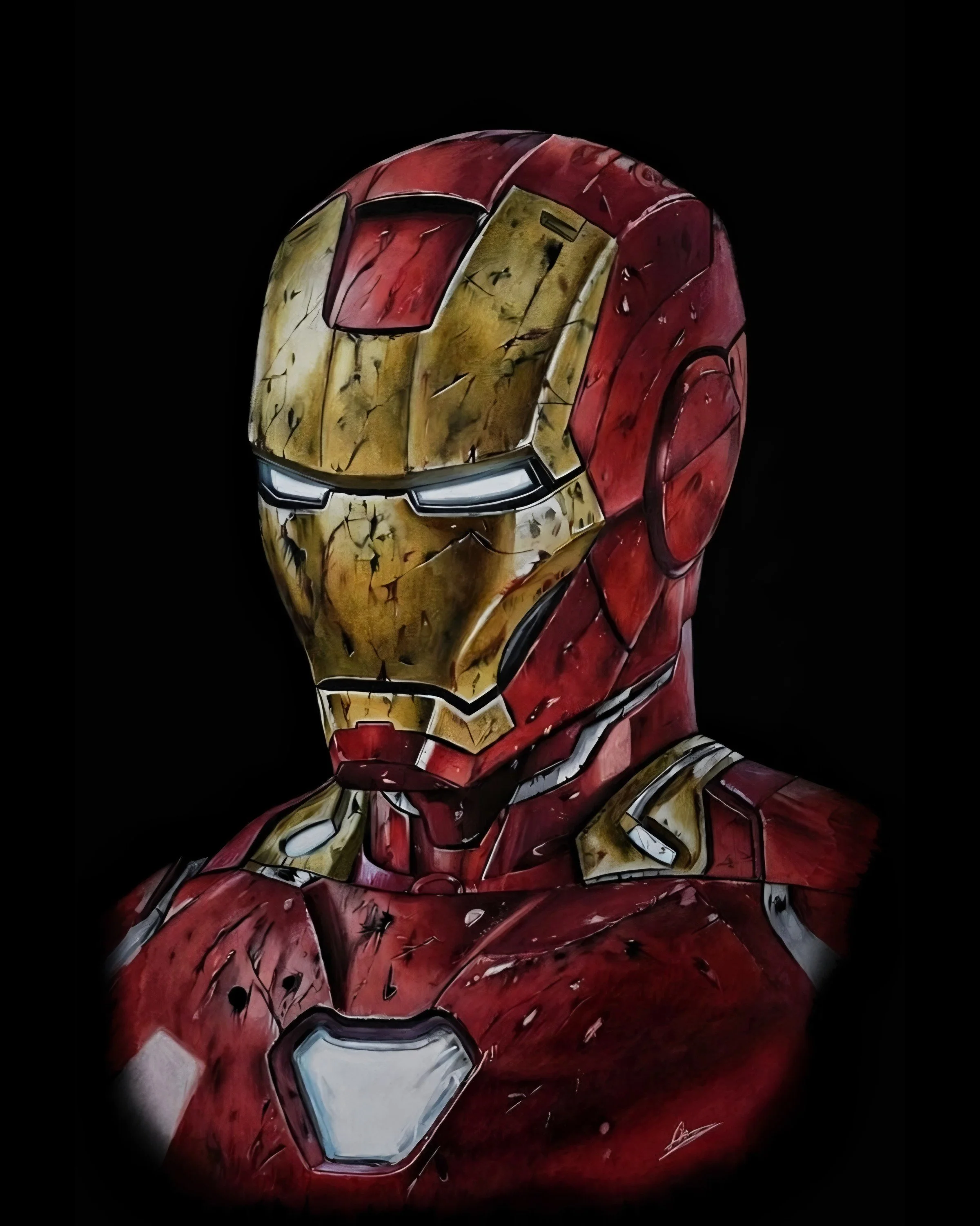 Original hand-drawn portrait of Iron Man by Rob Bateman