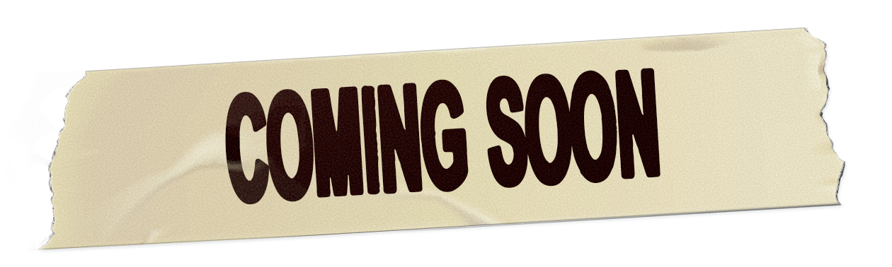 A torn paper sign with the words "Coming Soon" in large, bold, dark letters.