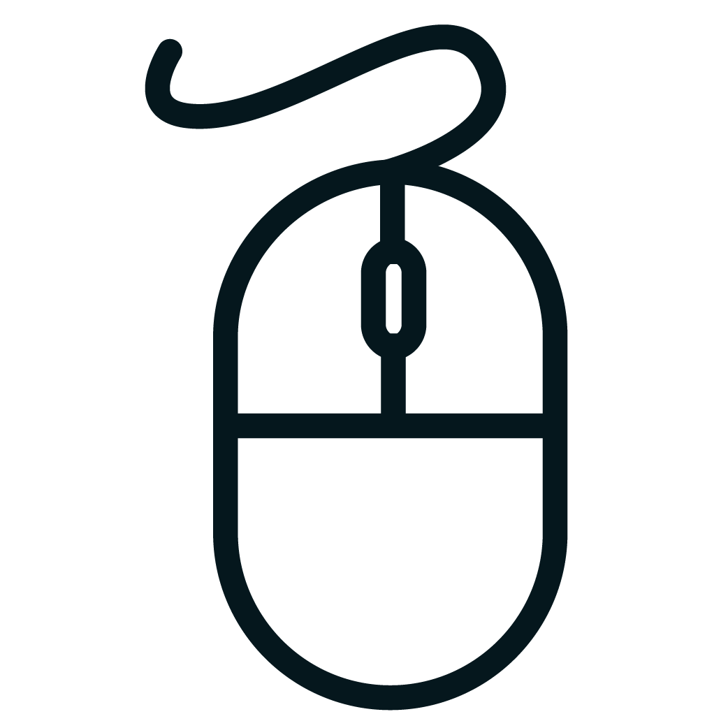 Outline of a computer mouse with a cord