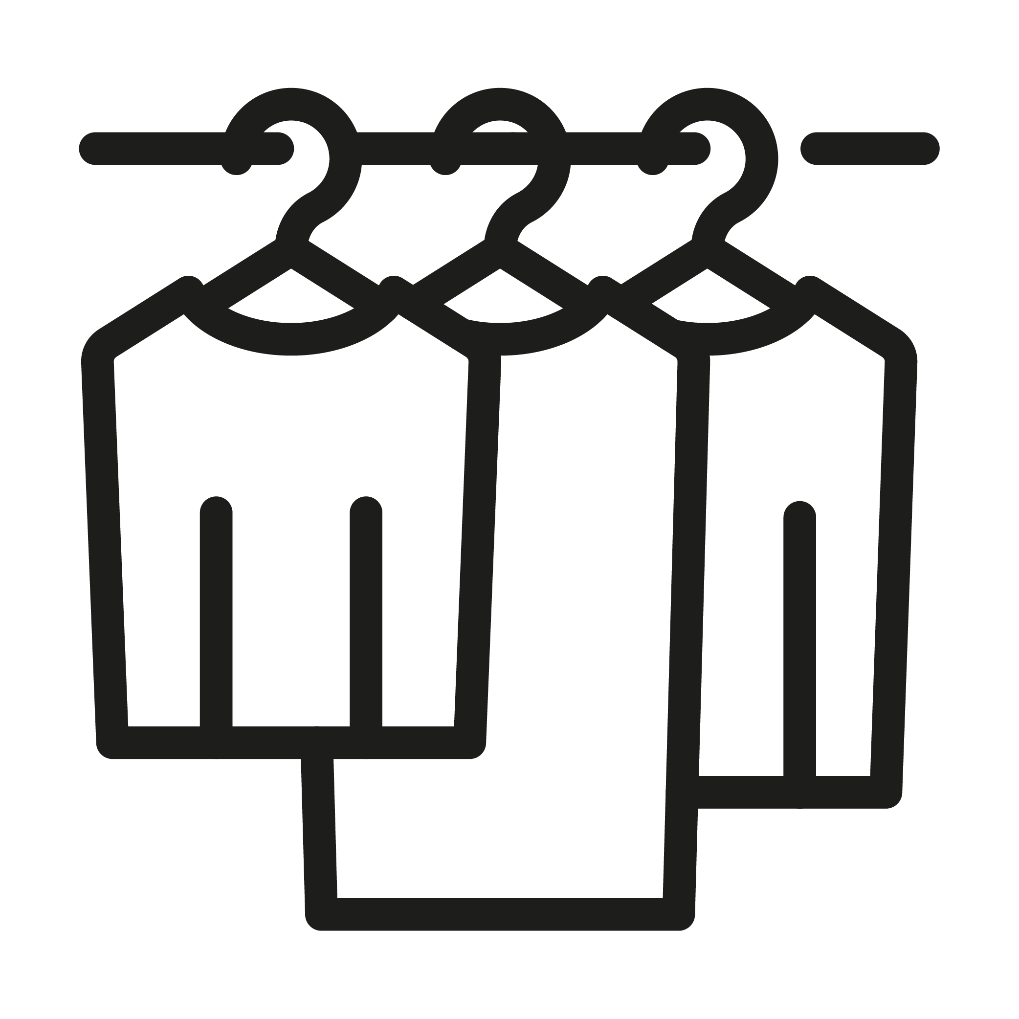 Line drawing of three hanging popsicles.