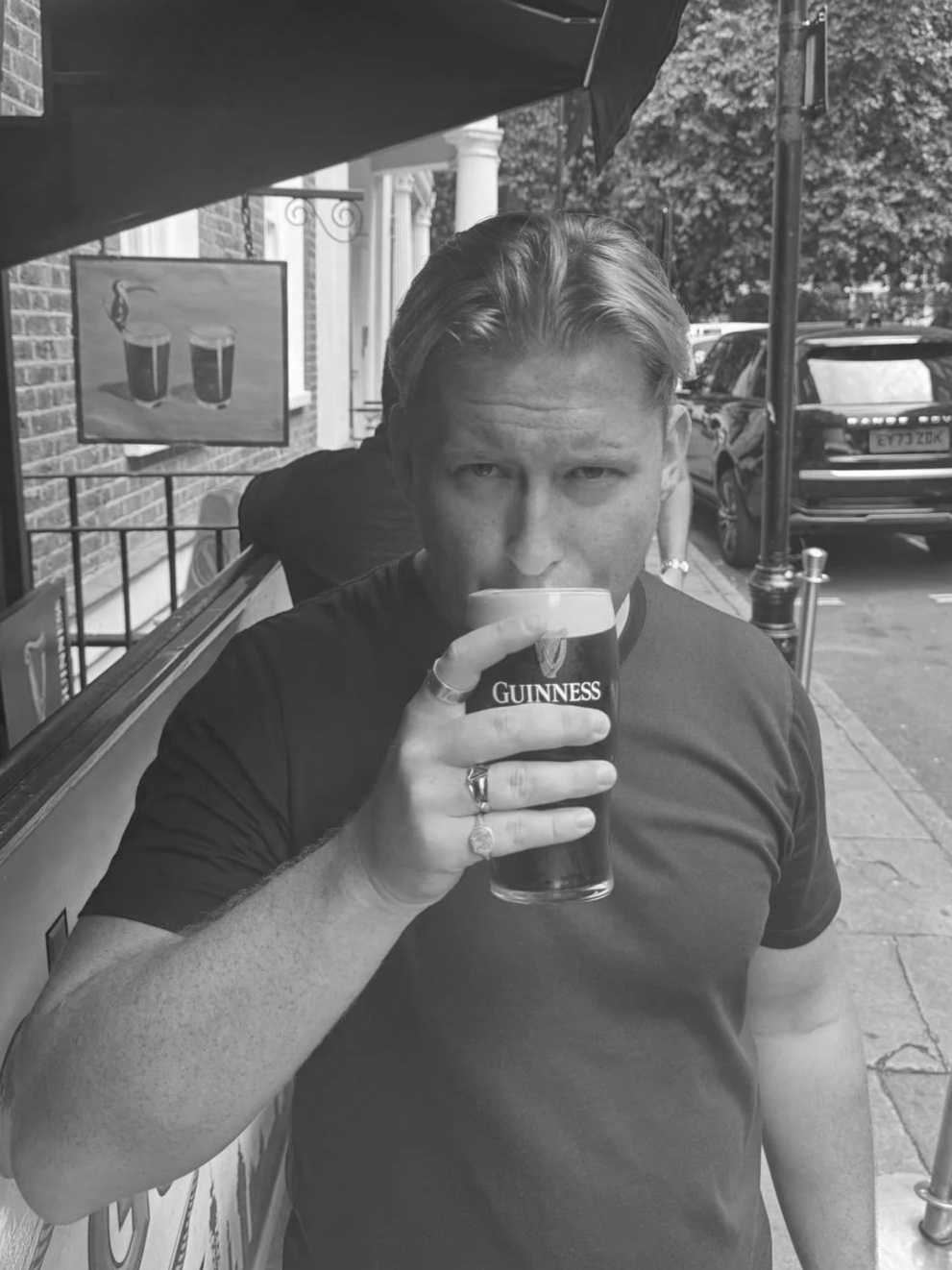 comedy poet drinking guinness