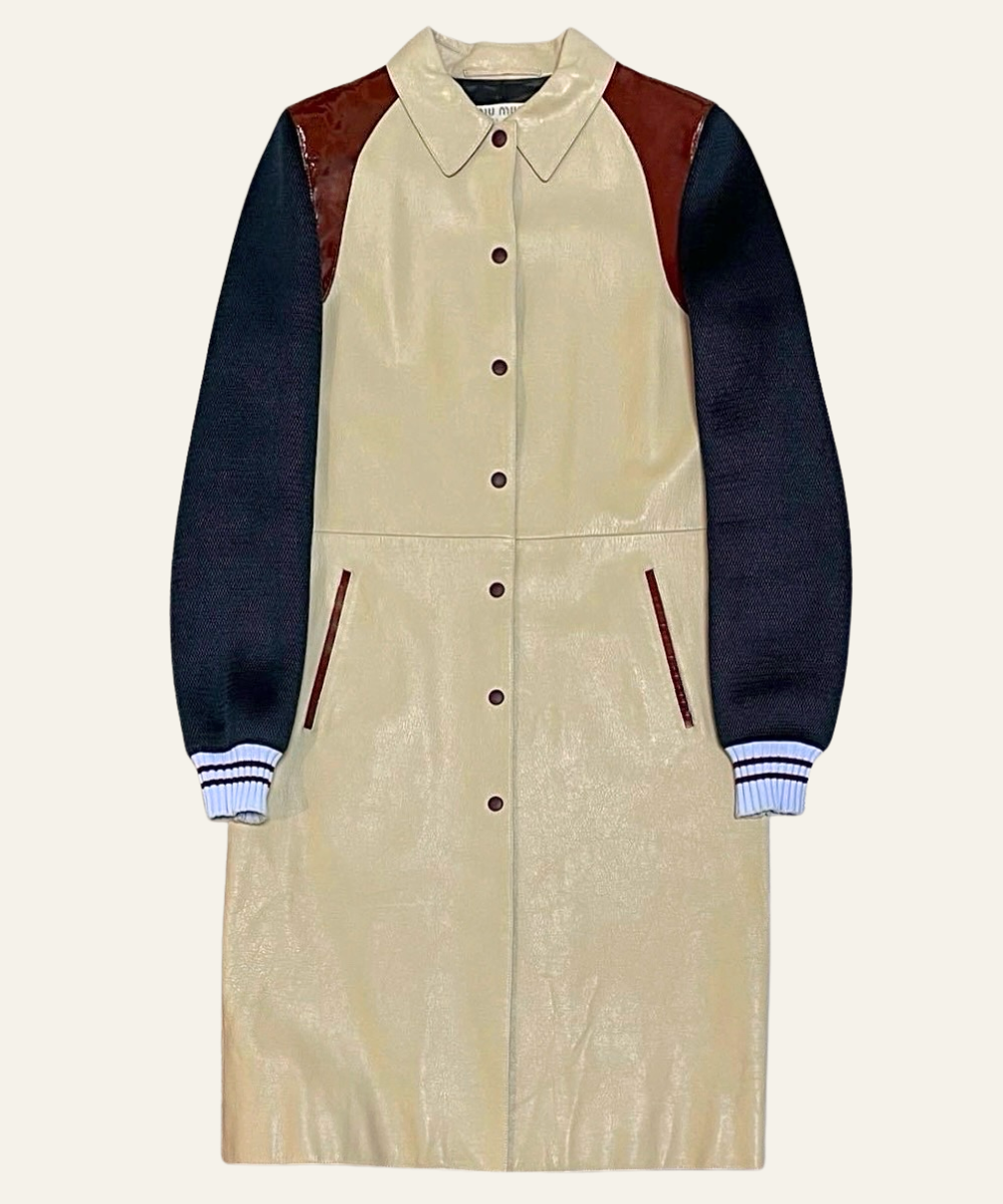 Miu Miu ss 2000 leather mesh coat