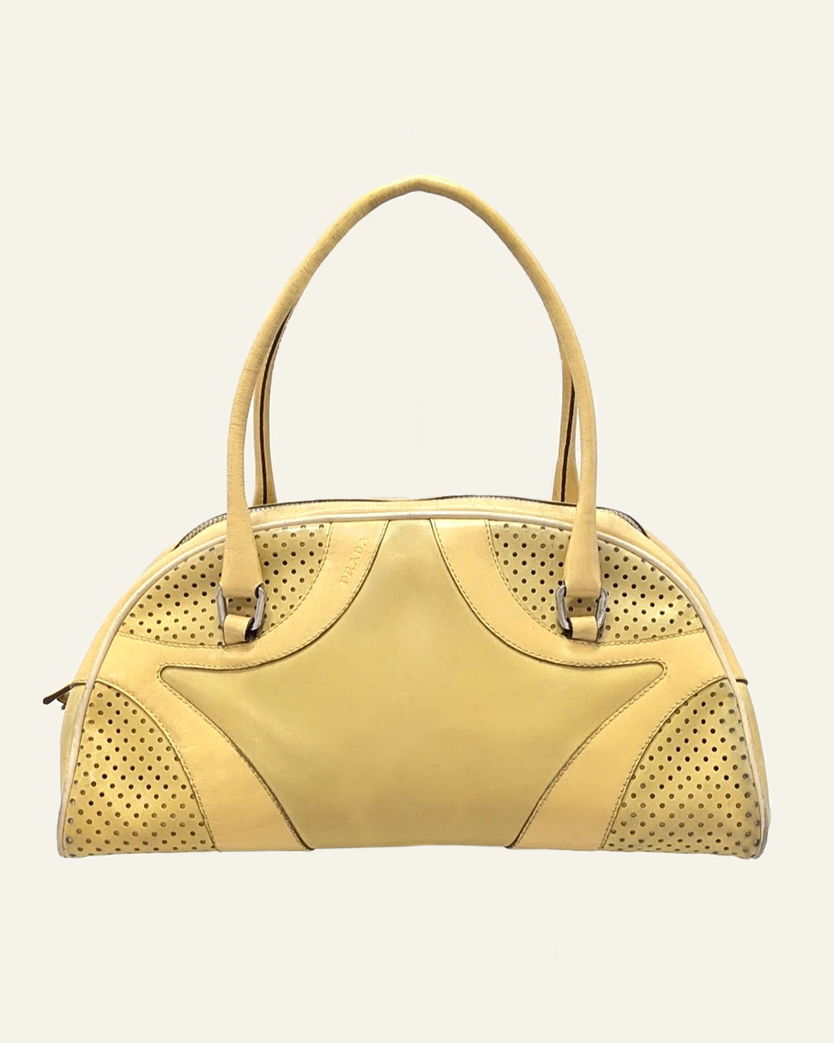 Prada ss 2000 Vitello drive yellow bowling bag