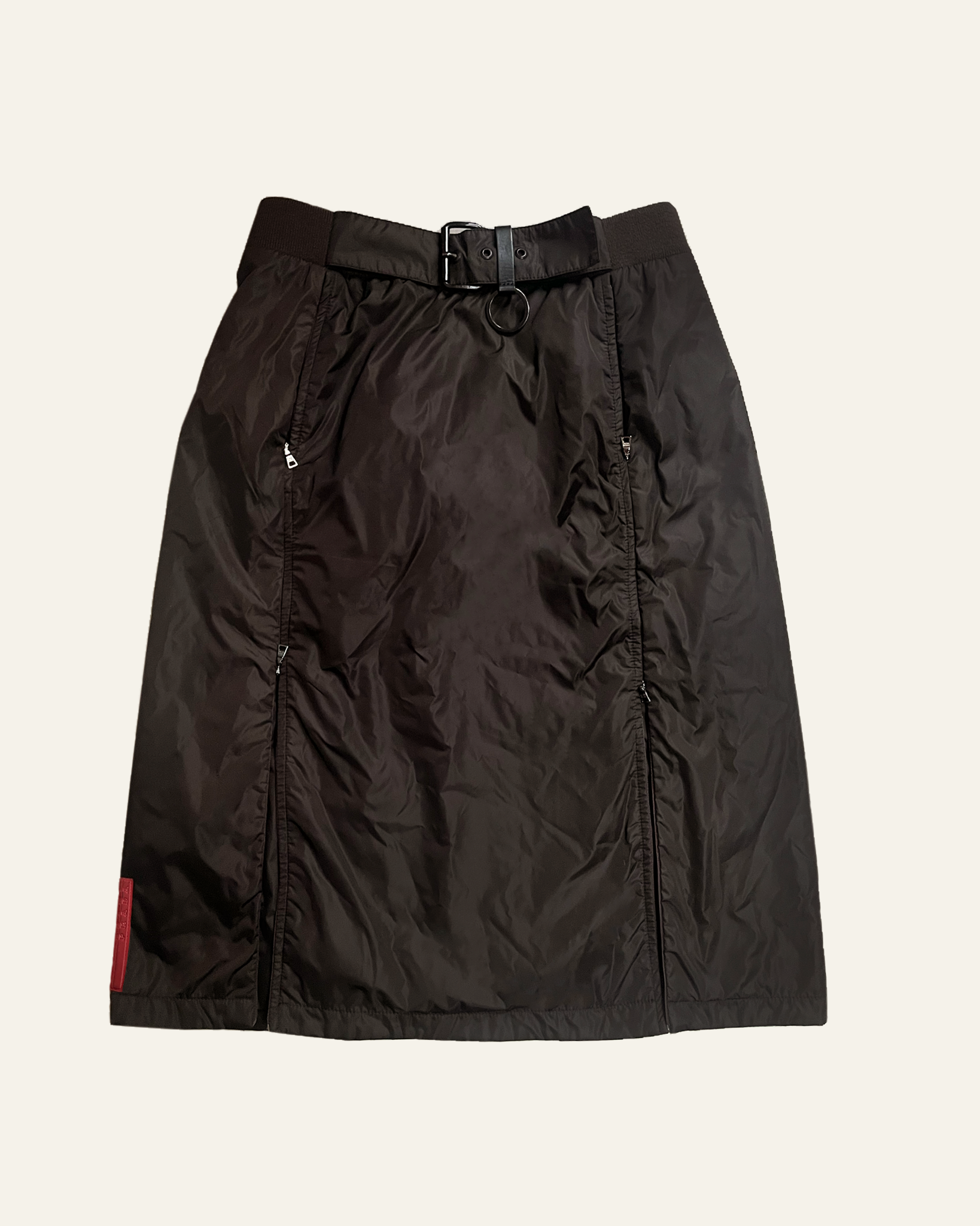 Prada ss 2000 brown technical skirt