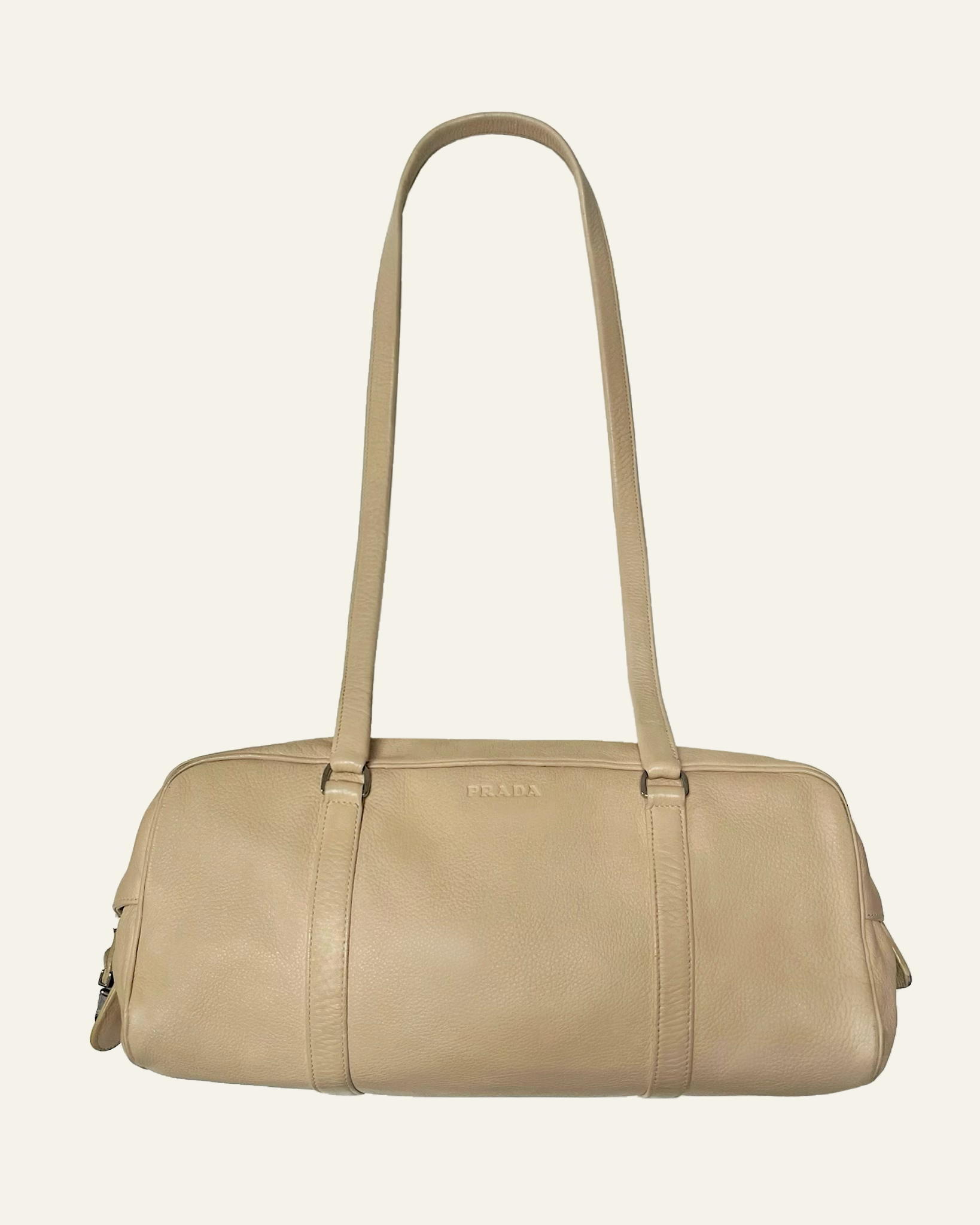 Prada beige leather shoulder bag