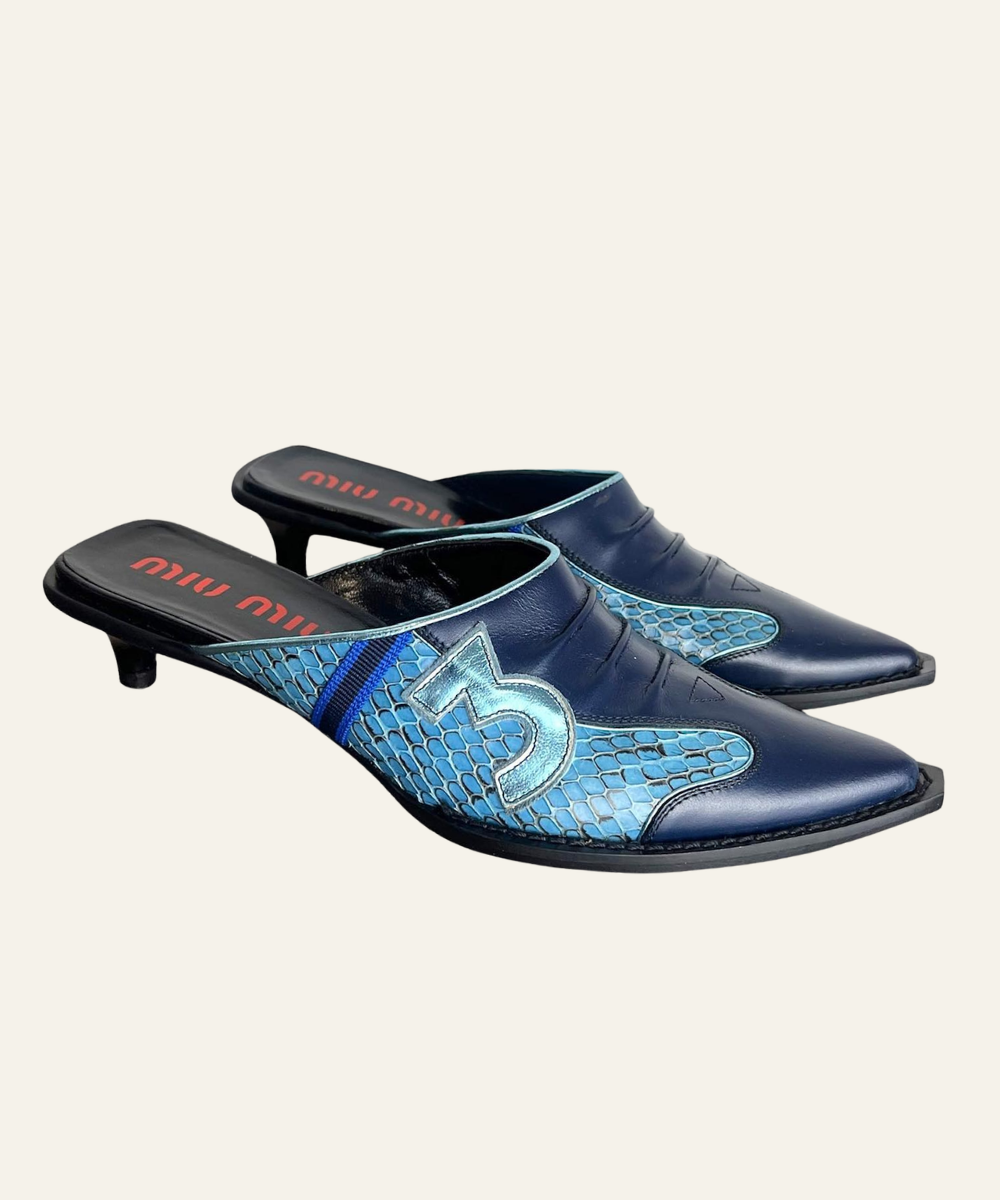 Miu Miu ss 2000 '3' pointed toe mules