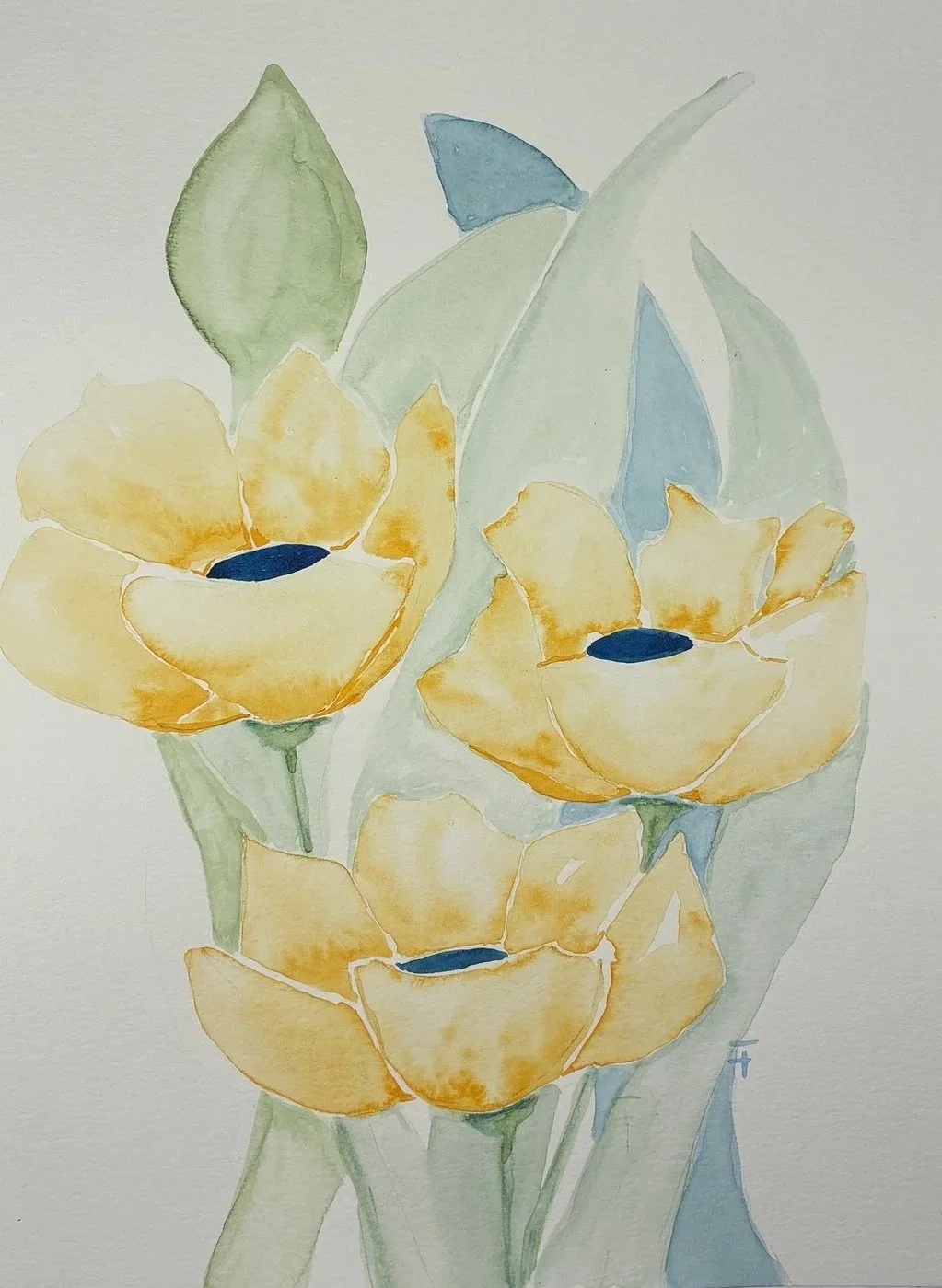 Coquelicots jaunes Aquarelle 2025 21x29 cm