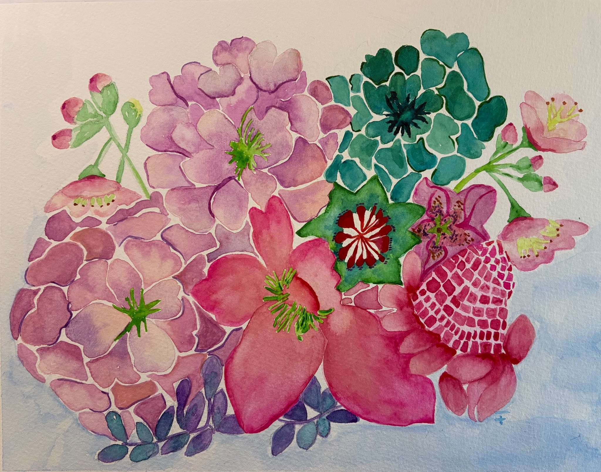 Le temps des fleurs aquarelle 2026 21 x 29 cm