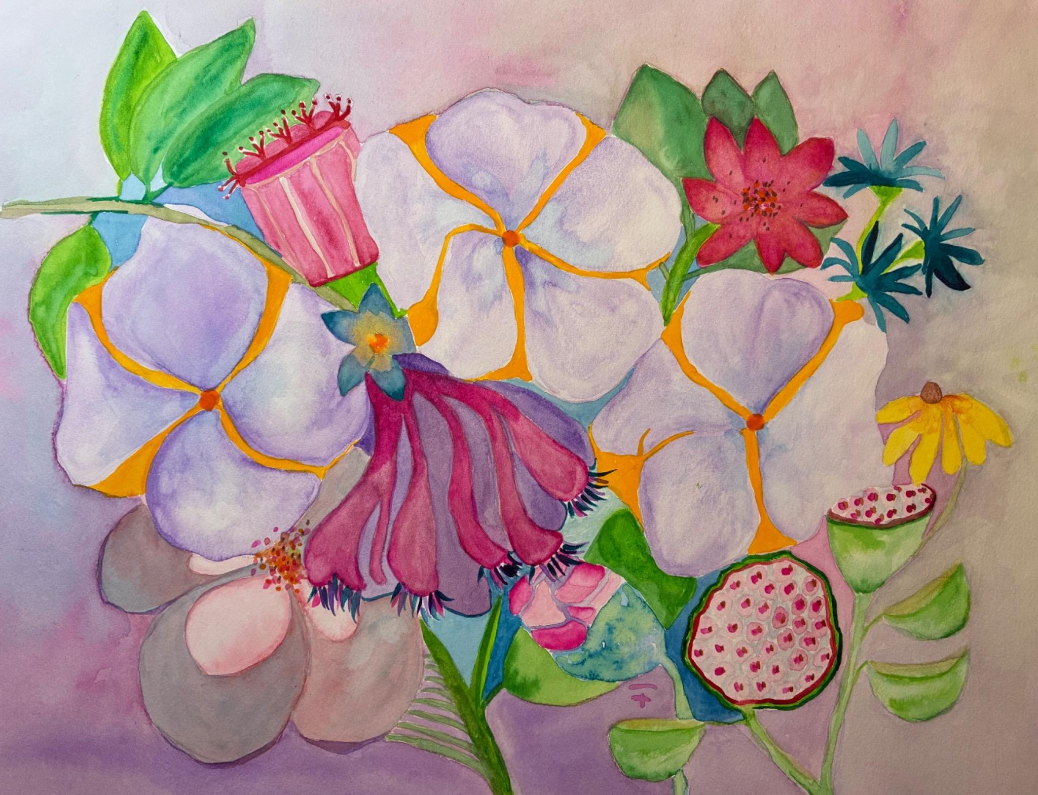 Etoile Pourpre Aquarelle 2026 31 x 41 cm