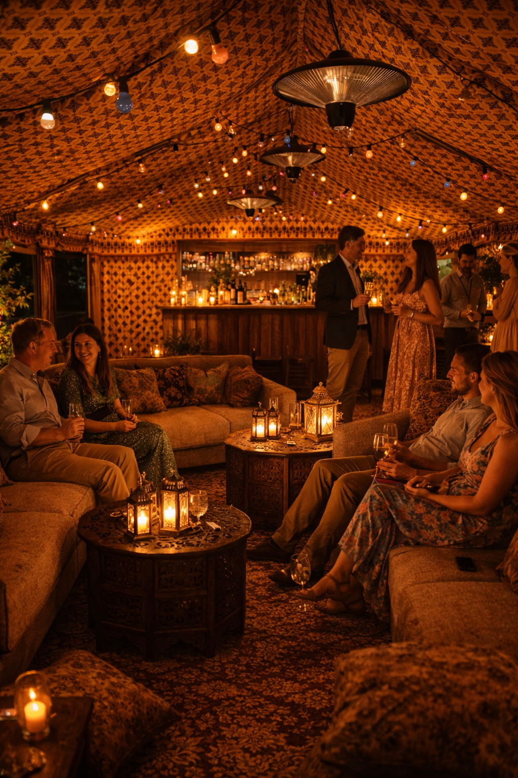 Indian style canvas marquee with comfortable seating West Sussex