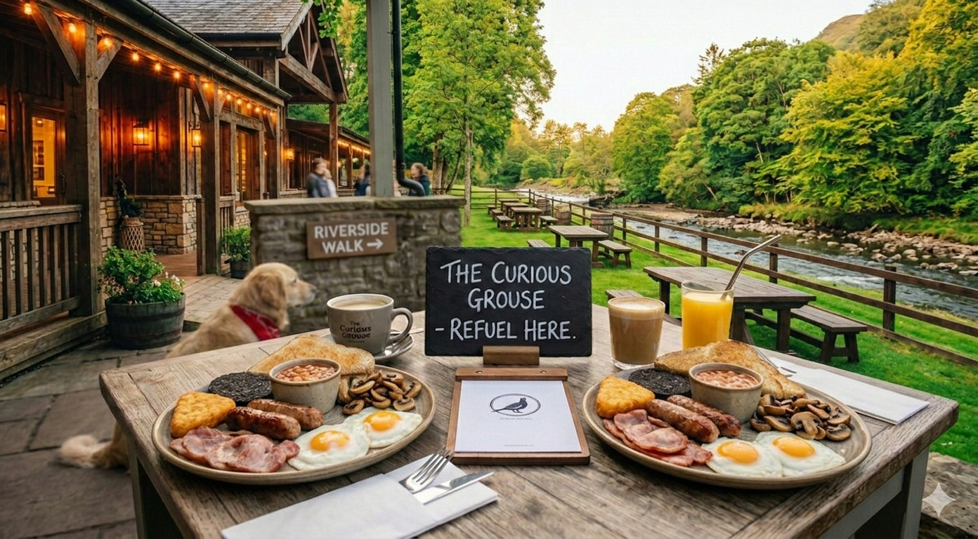 Hiking trail along the River Wear near The Curious Grouse restaurant in Stanhope