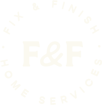 Logo with F&F in the center surrounded by text: Fix & Finish, Home Services.