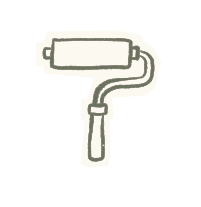 Paint roller with an extended handle.