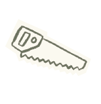 Illustration of a hand saw with a handle and serrated blade.