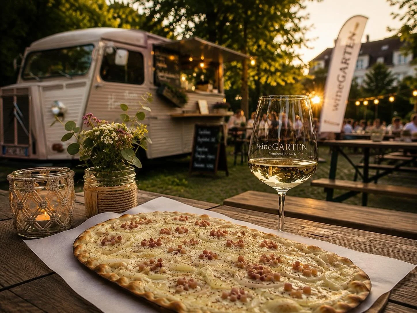 🔥🍷 Der Flammkuchenwagen ist zur&uuml;ck im wineGARTEN!

Von heute bis einschlie&szlig;lich Sonntag verw&ouml;hnt euch @flammstein wieder mit knusprig-frischen Flammkuchen &ndash; direkt aus dem wundersch&ouml;nen, liebevoll restaurierten Citro&euml