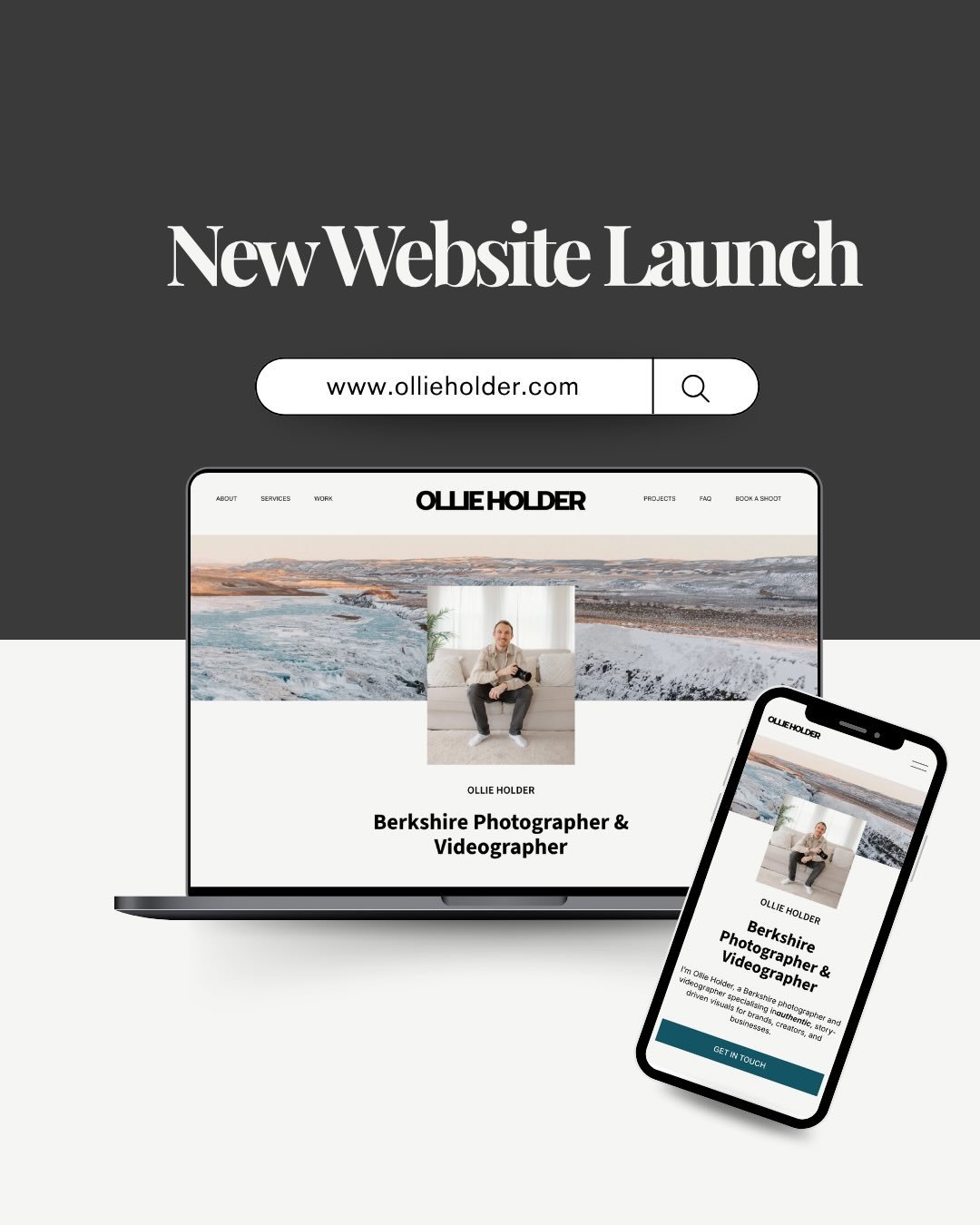 Ollie came to me looking to refresh the three core pages of his website: the homepage, about page, and services page.

We made a few thoughtful updates to his branding, refining his logo and introducing a muted soft grey alongside a turquoise accent.