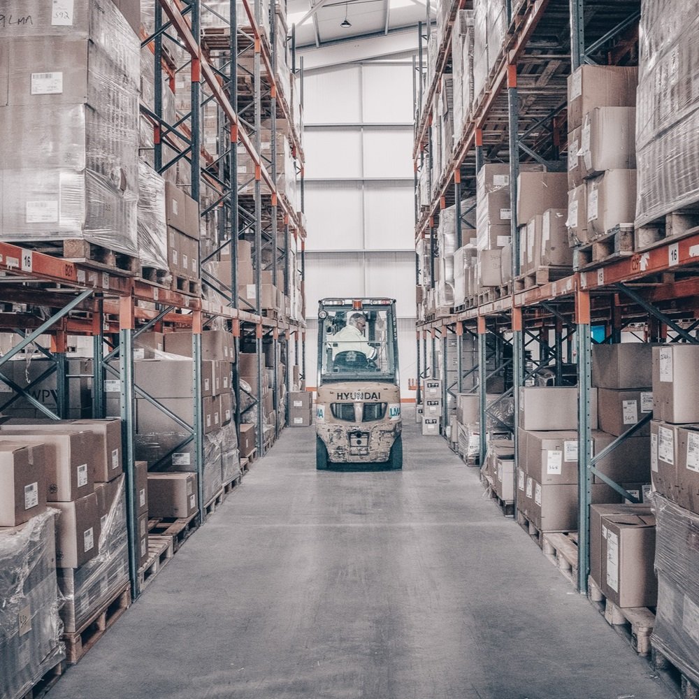 A forklift in the warehouse at LMA