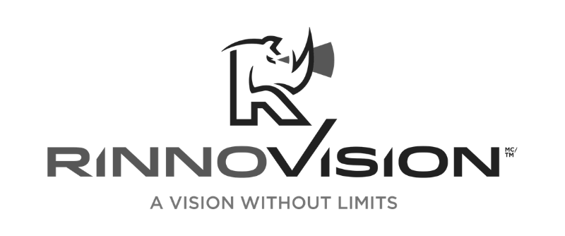 RINNOVISION logo featuring a stylized eye intertwined with the letter 'R' and the tagline 'A VISION WITHOUT LIMITS'.