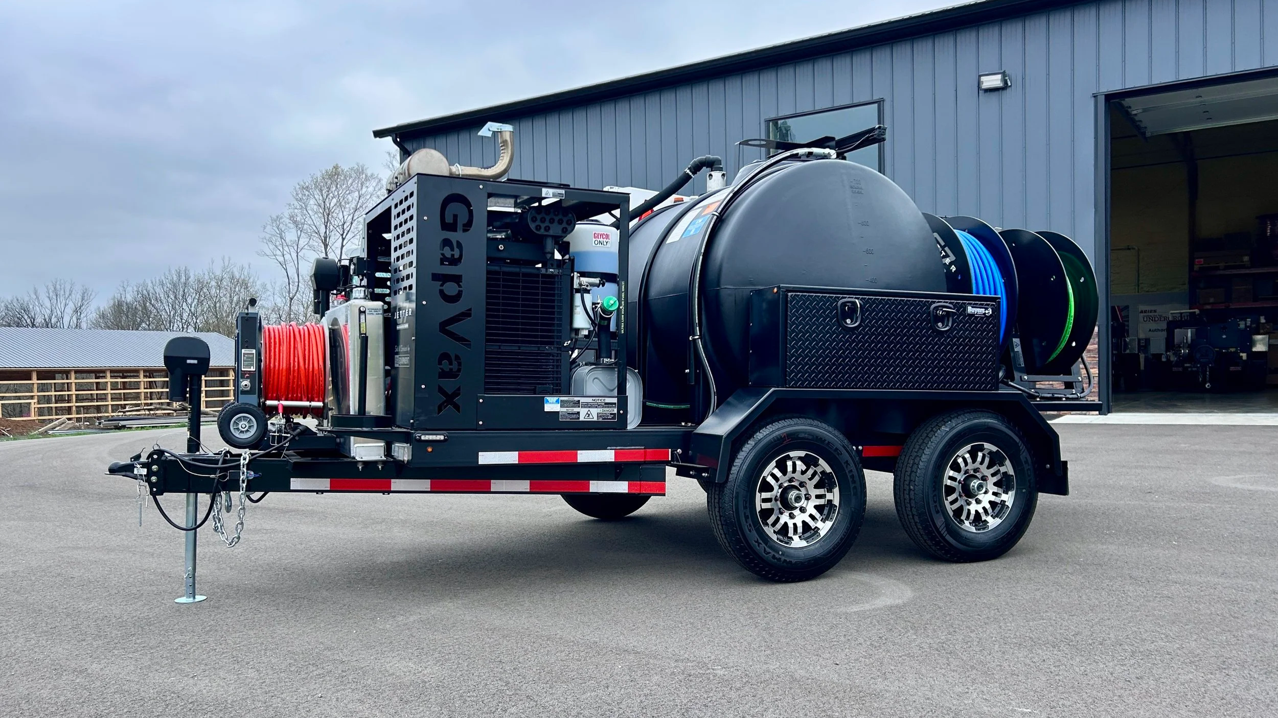 GapVax G7 trailer jetter parked in front of the 502 equipment service center in LaGrange, KY.