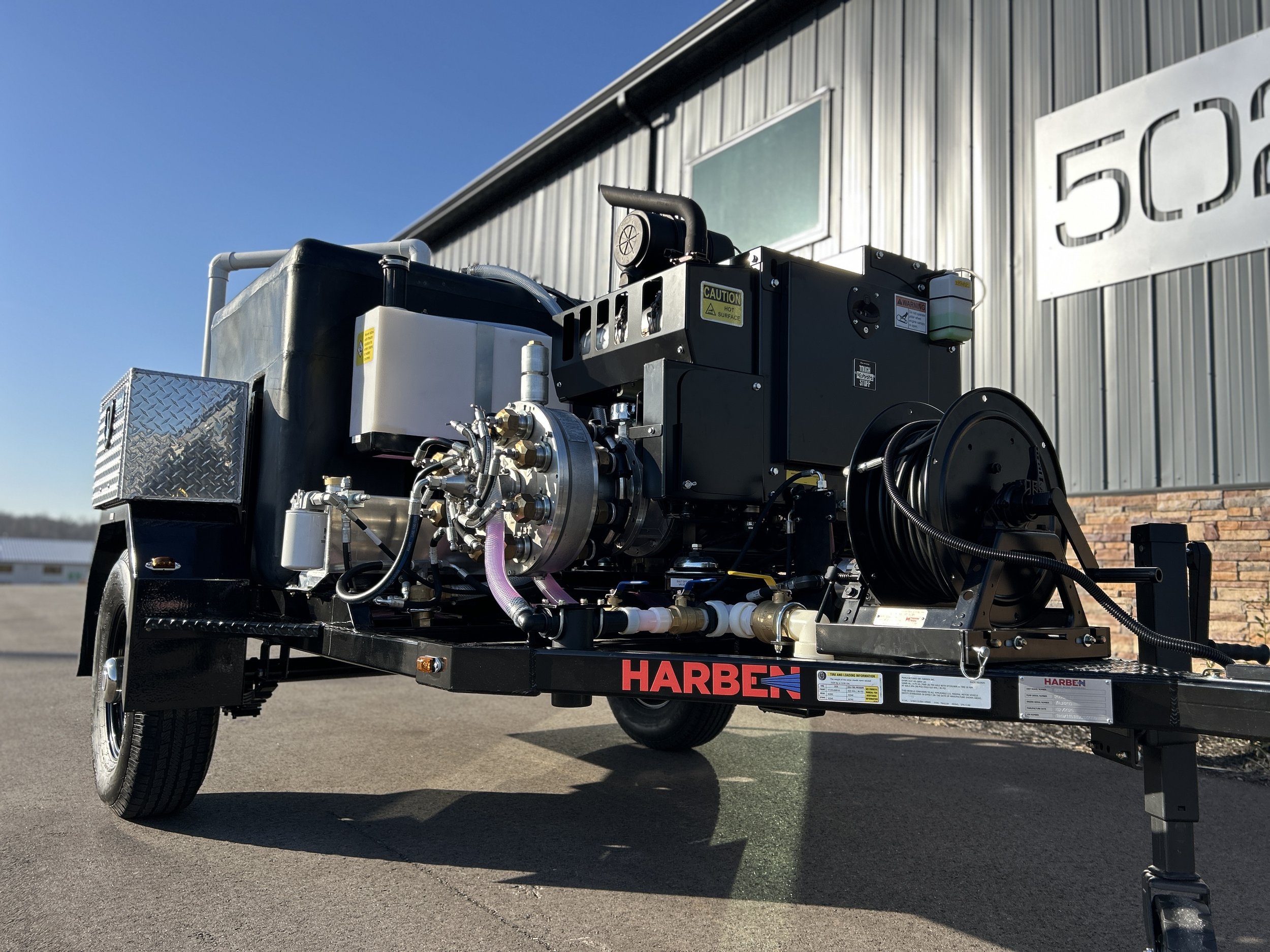 Harben trailer jetter parked in front of the 502 Equipment service center in LaGrange, KY.