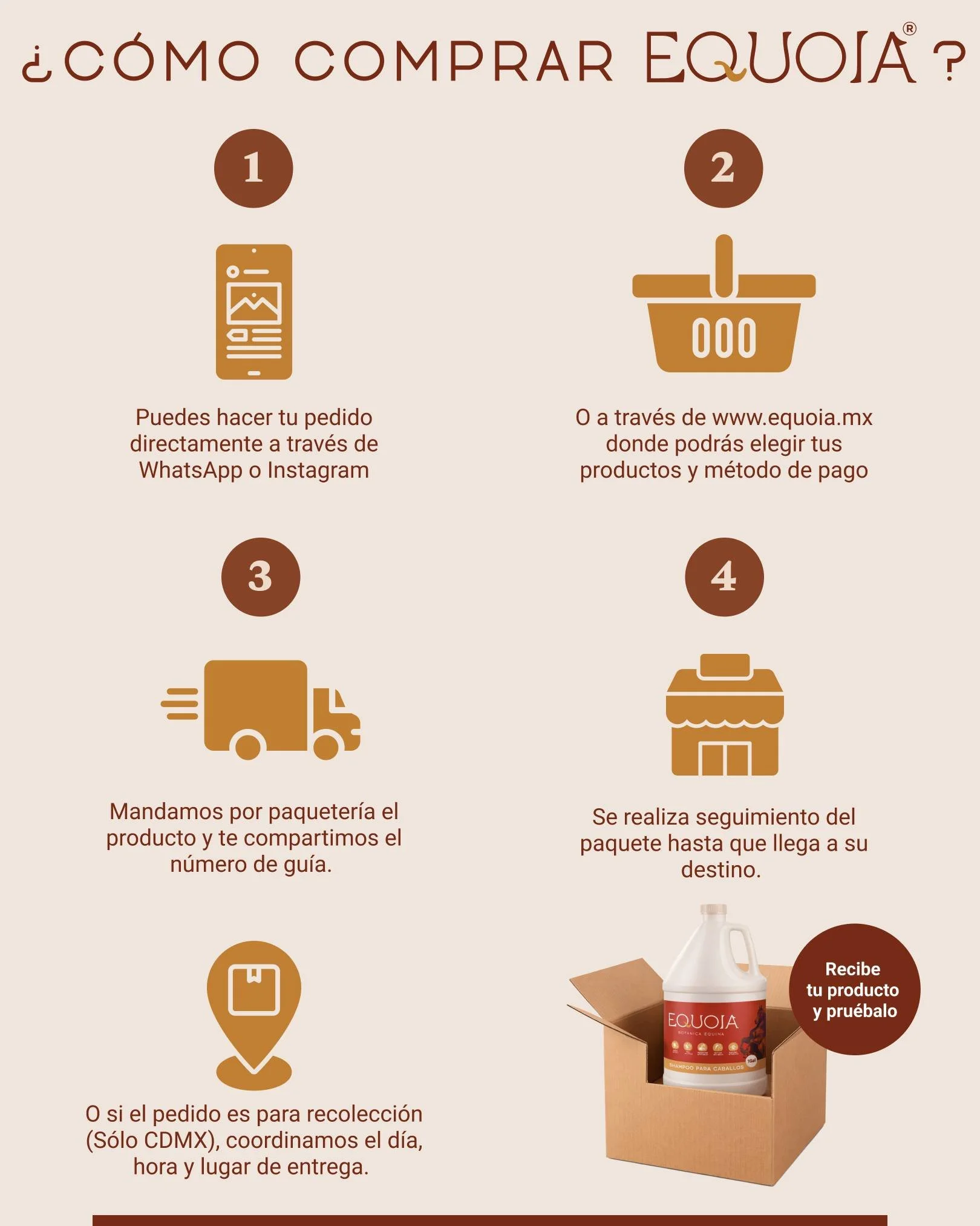 En Equoia  nos gusta cuidar cada detalle: el bienestar de tu caballo y tambi&eacute;n de tu experiencia al comprar. 🐎🌿

Por eso acompa&ntilde;amos tu pedido de principio a fin con comunicaci&oacute;n clara y seguimiento, para que tengas certeza en 