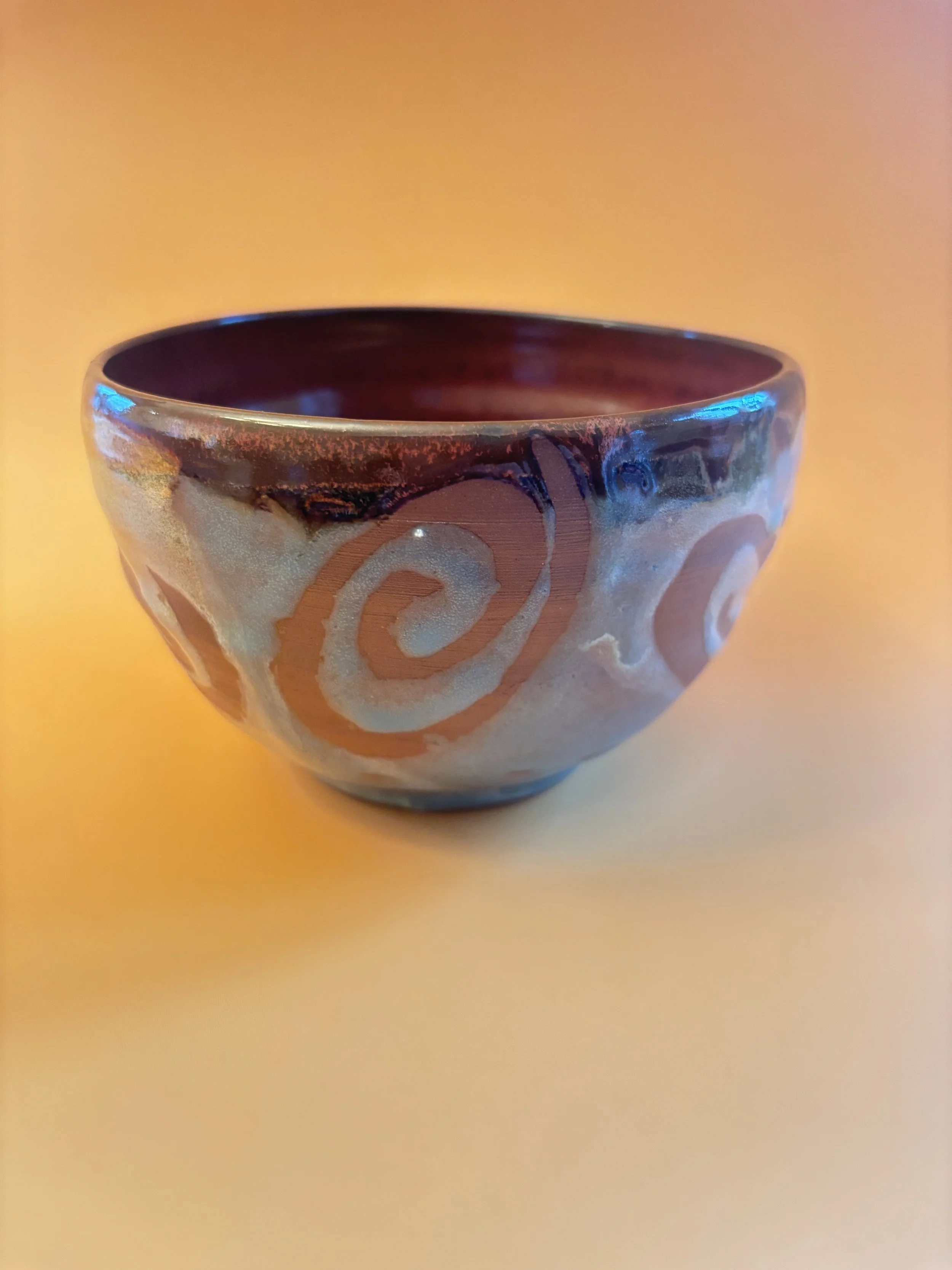 glazed bowl with cut out resist