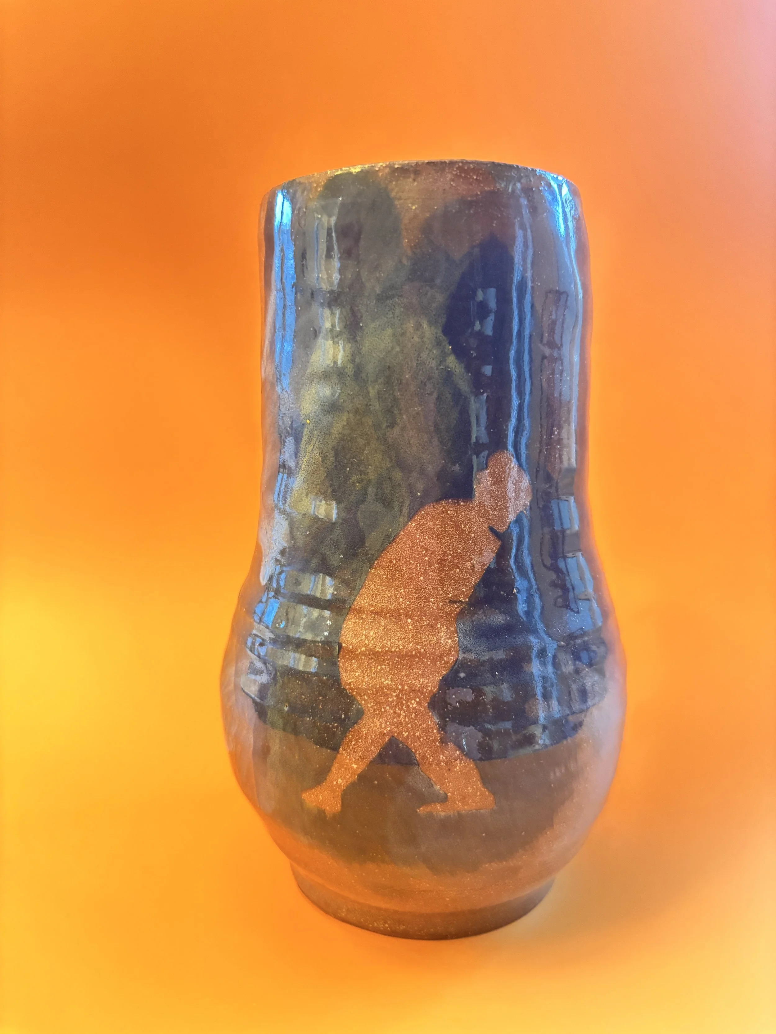silhouette on glazed vessel