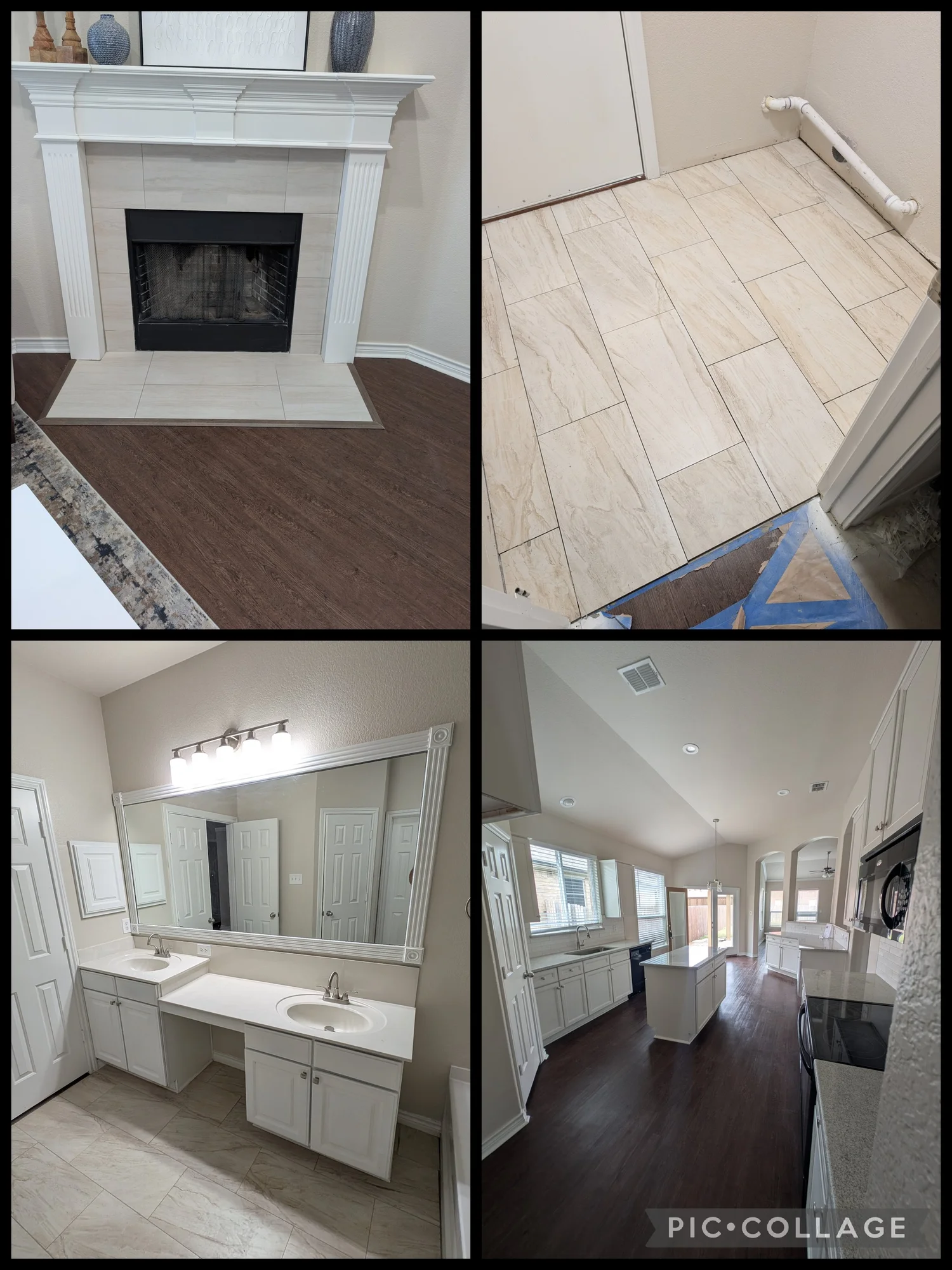 Full home renovation including fireplace tile, bathroom, and kitchen by 5C Home Solutions Denton TX