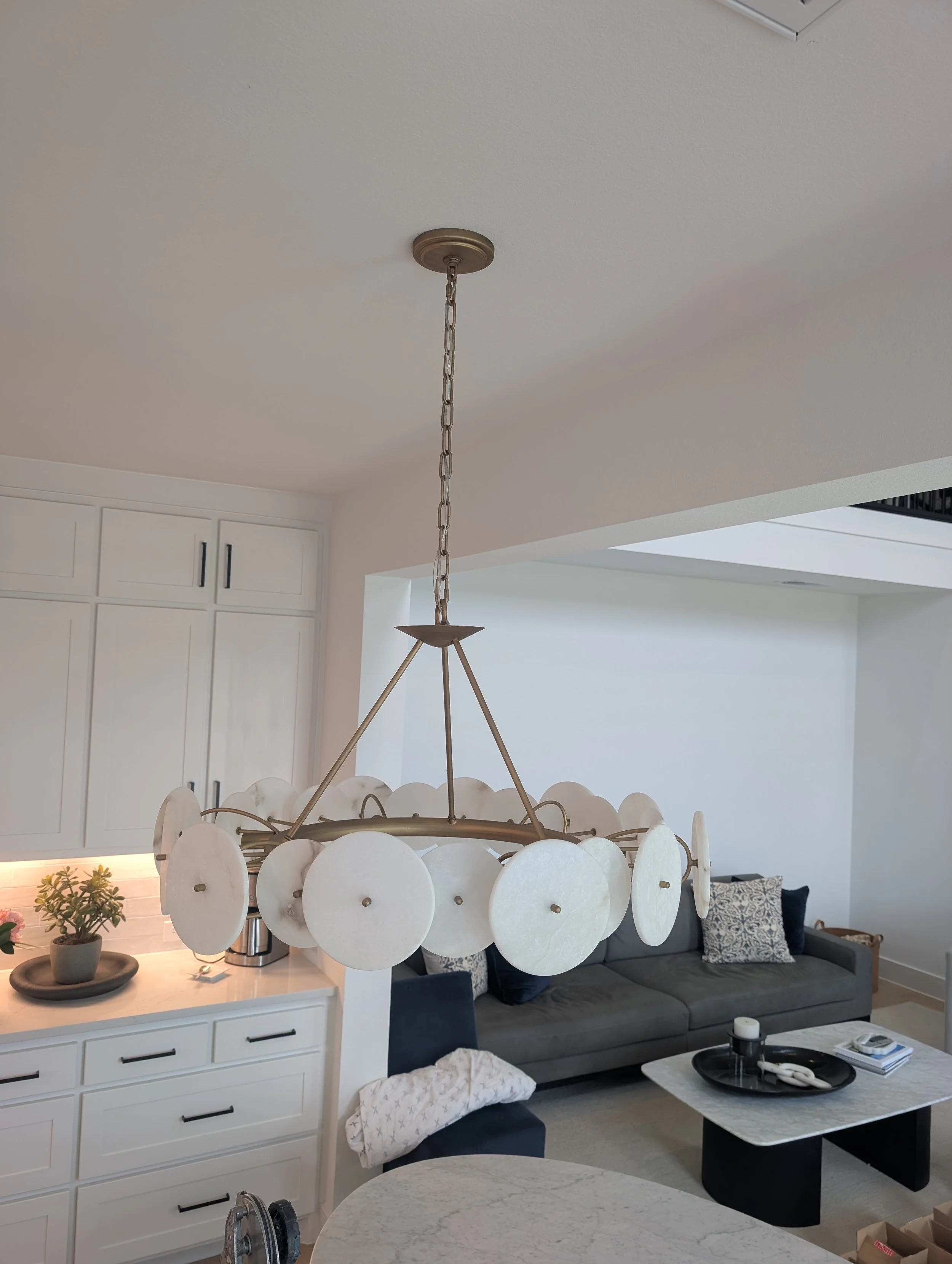 Dining chandelier light replacement after - The Colony