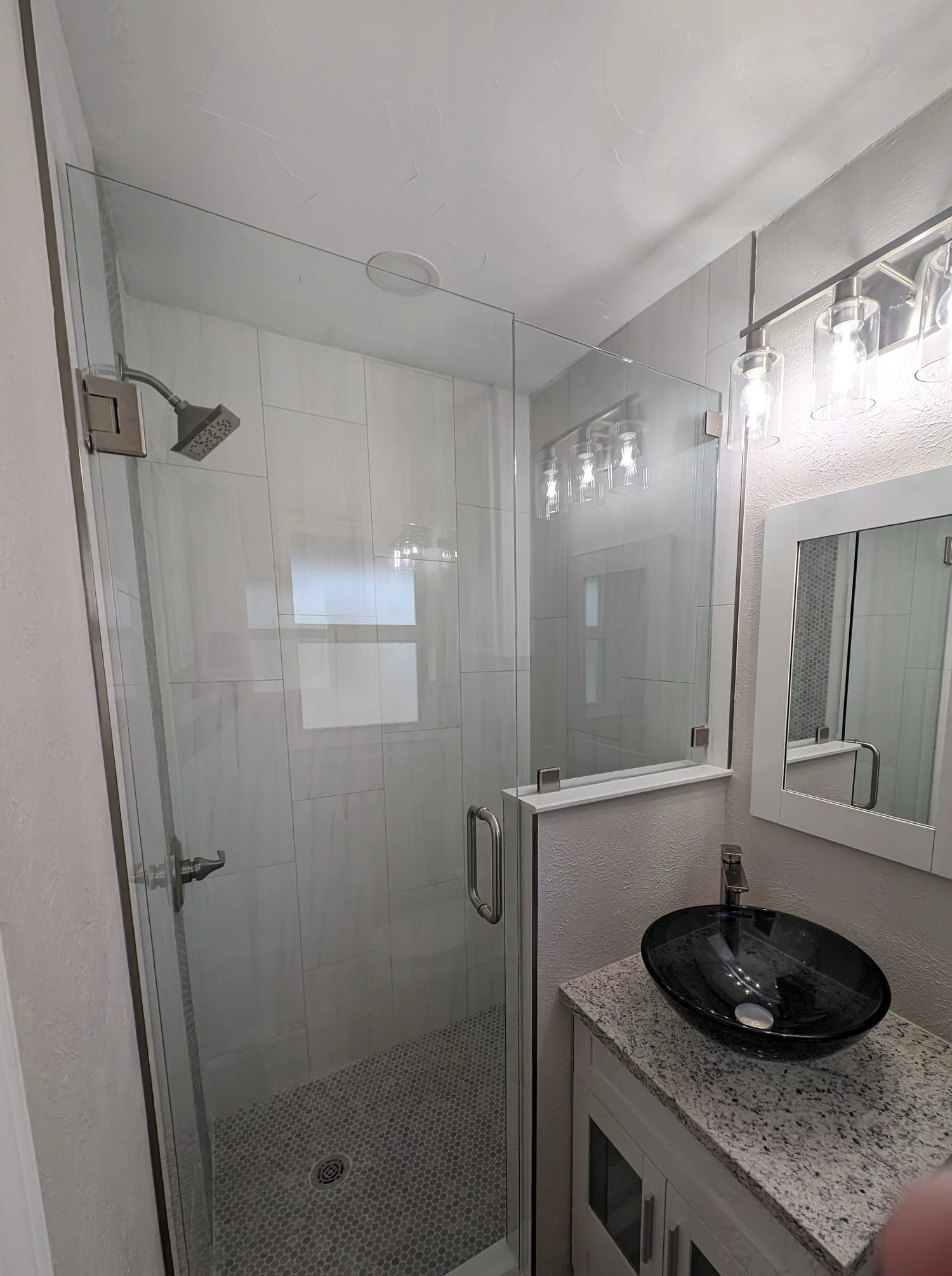 Bathroom remodeling with glass shower and vessel sink by 5C Home Solutions Denton TX