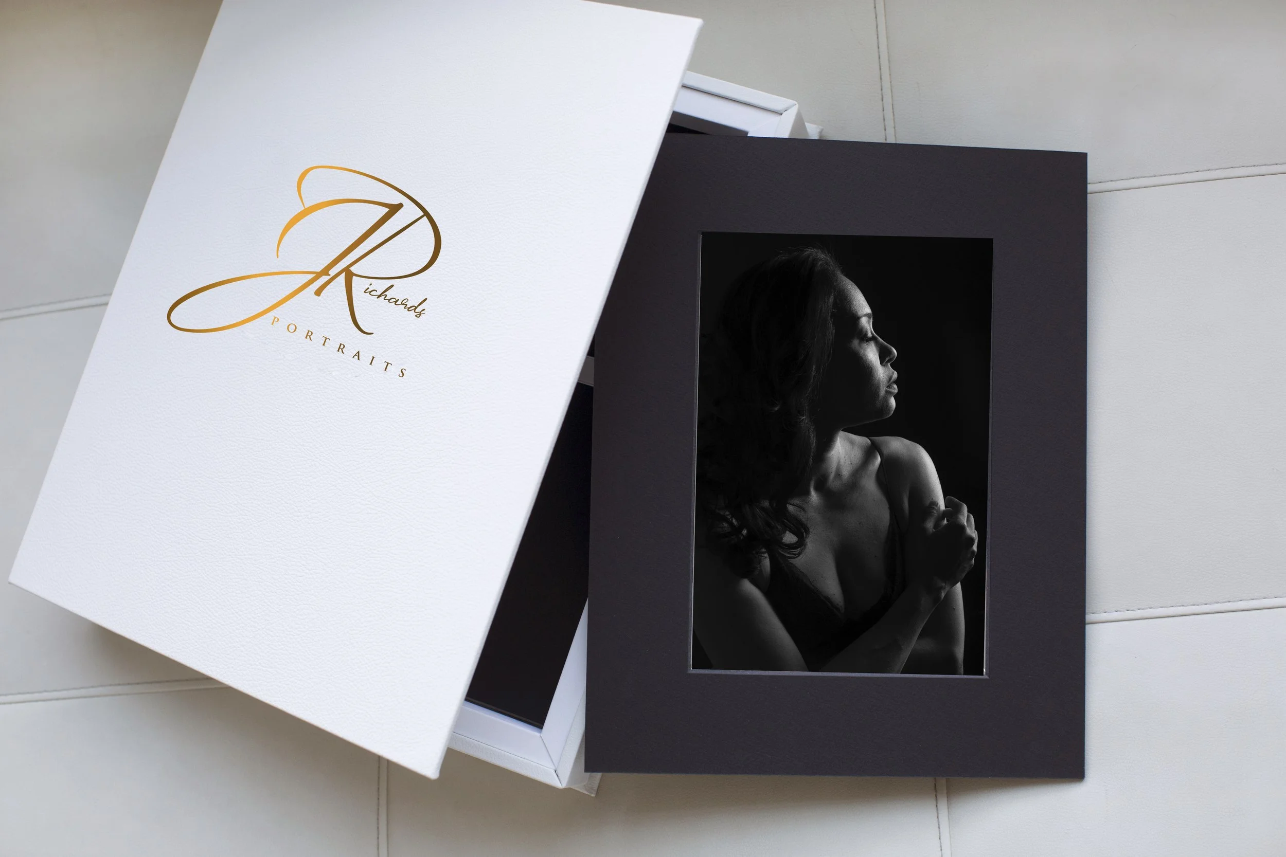 "Elegant boudoir artwork presentation in Shropshire studio"
