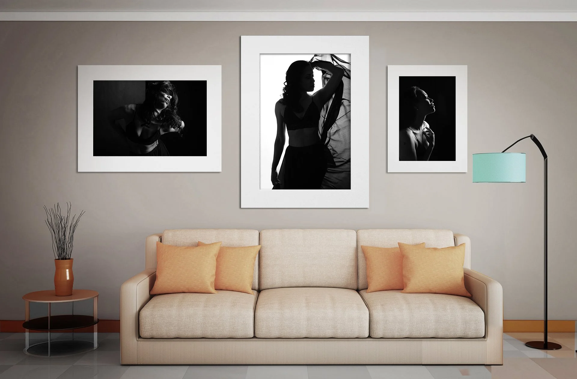 "Fine art boudoir photography wall display from Shrewsbury studio"