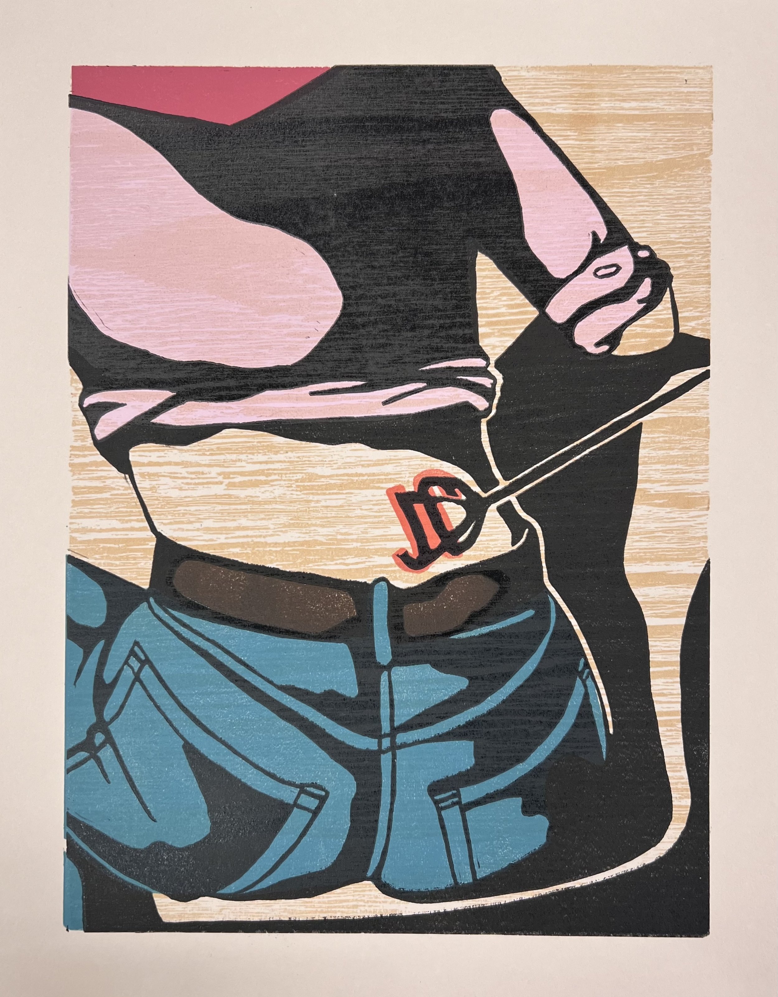 But branded, no never! I'll not be tied down Linoleum Relief, 11" x 14"