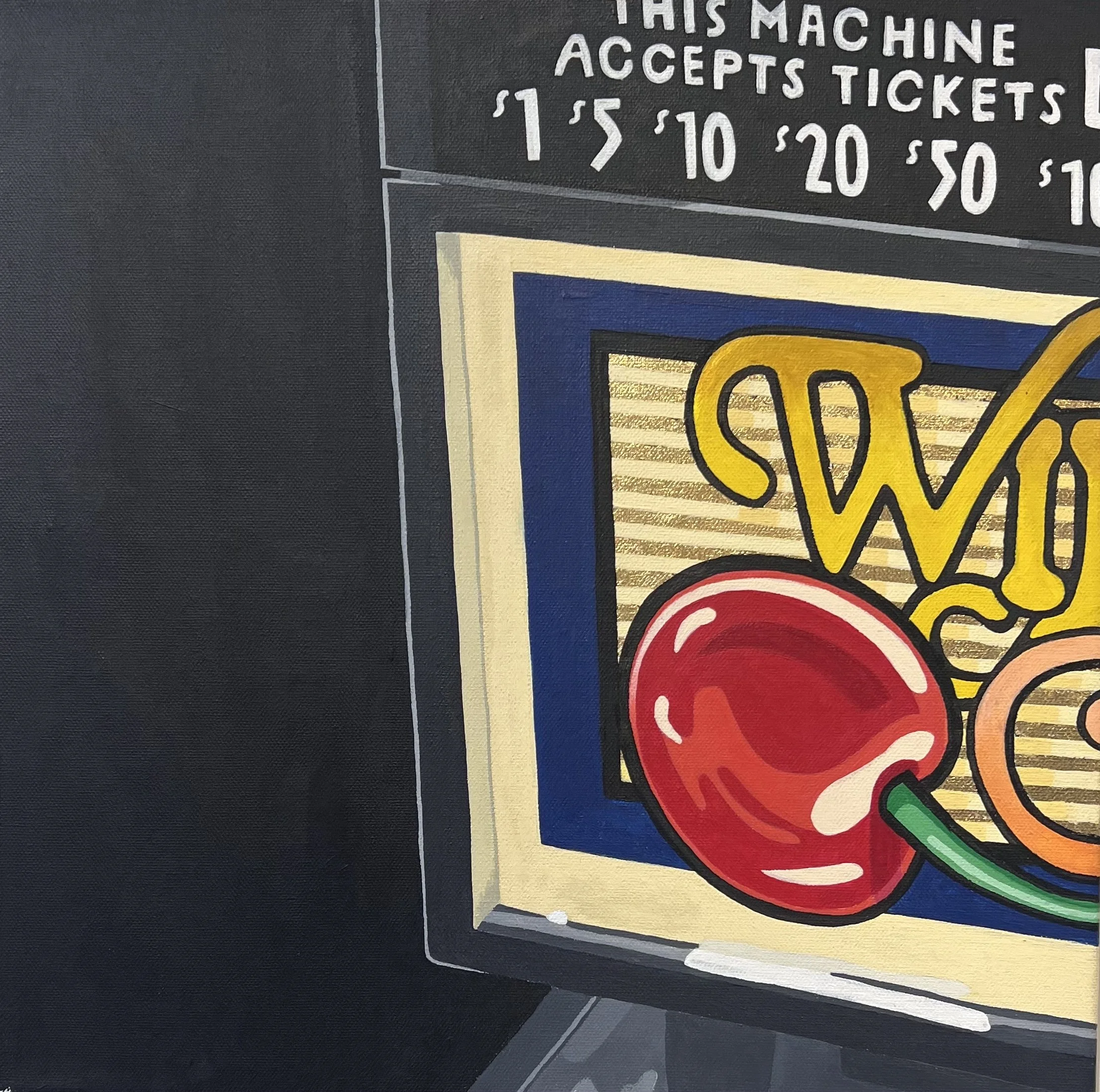 Sin to Win, Acrylic and Gold Leaf on Canvas 16" x 16" 2023