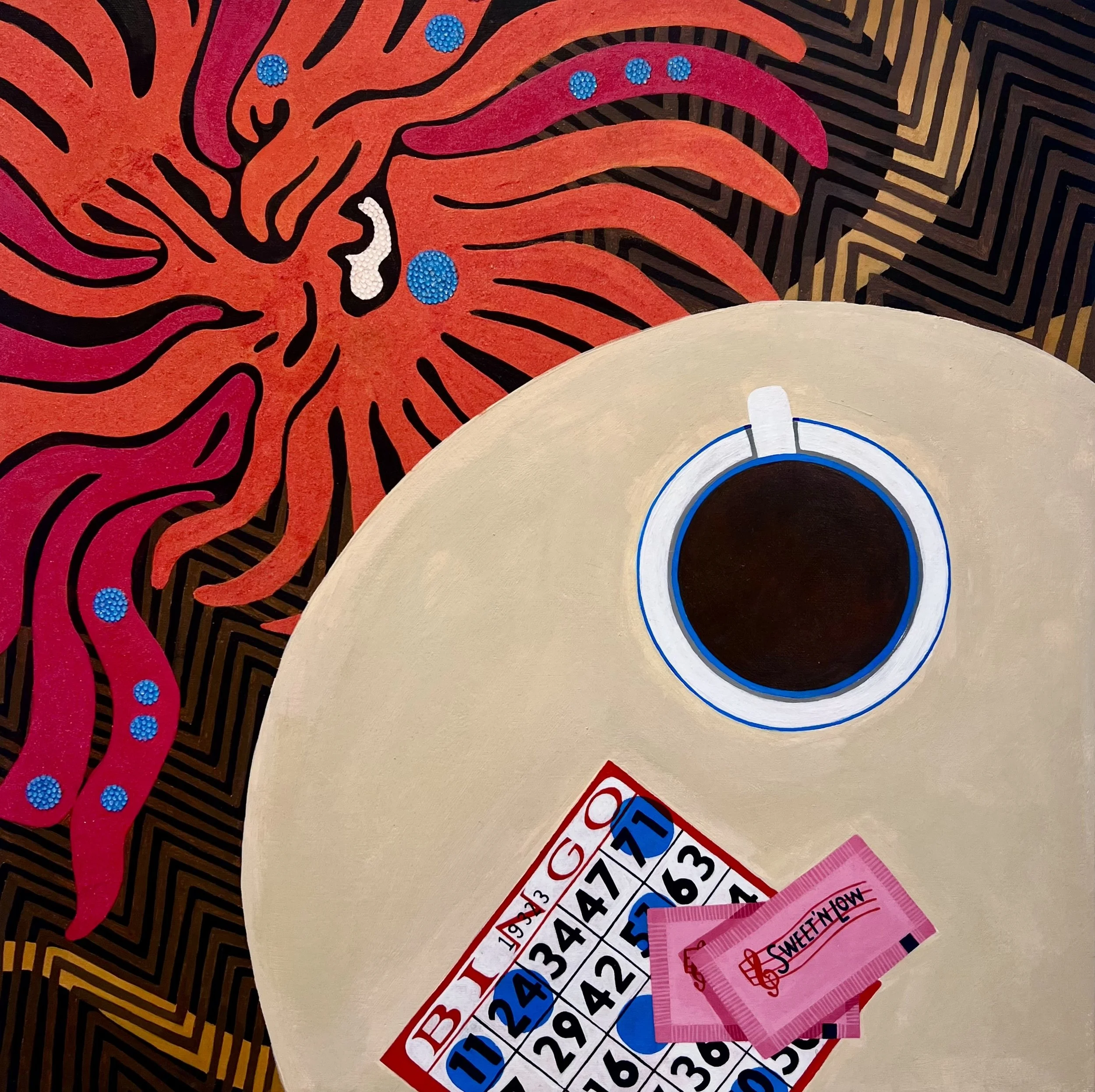 Breakfast of Champions, Mixed Media on Canvas 24" x 24"