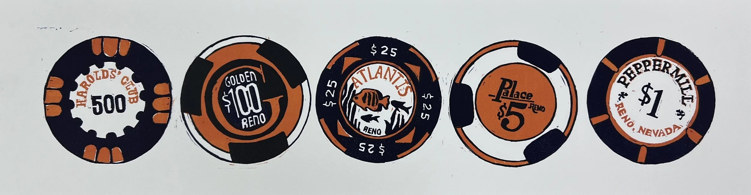 Down to One 
Linoleum Relief, 8" x 24"