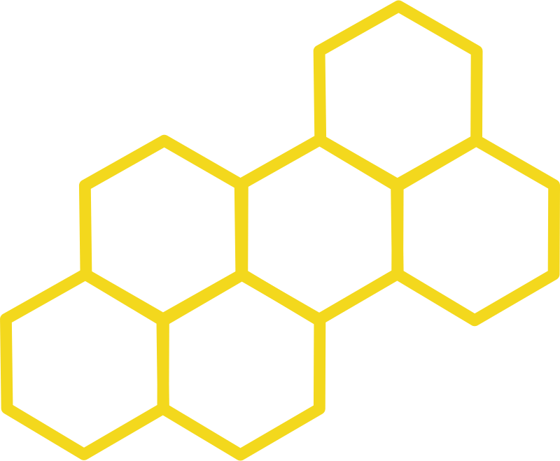 Yellow honeycomb pattern with black background.