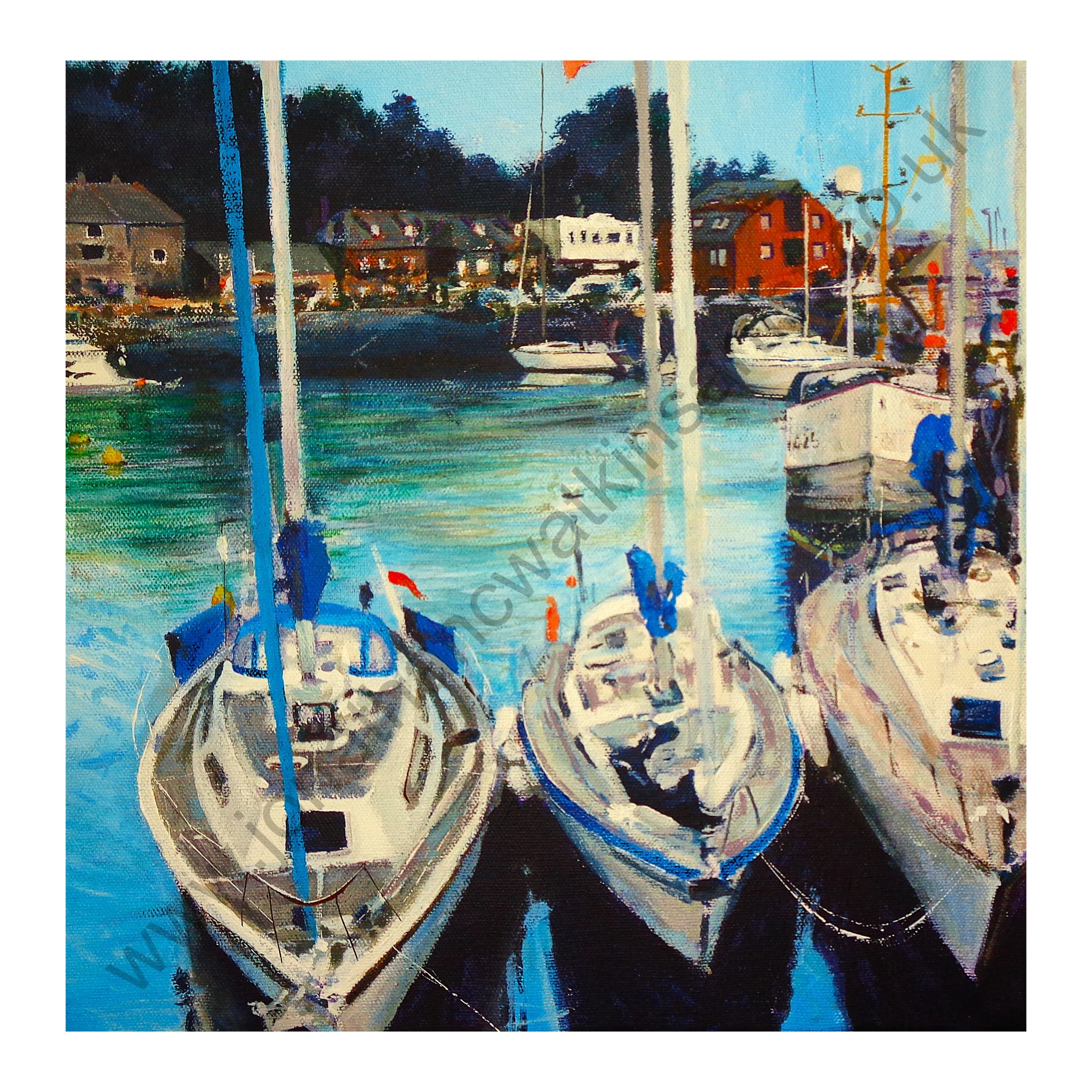Three Boats, Padstow Art Card