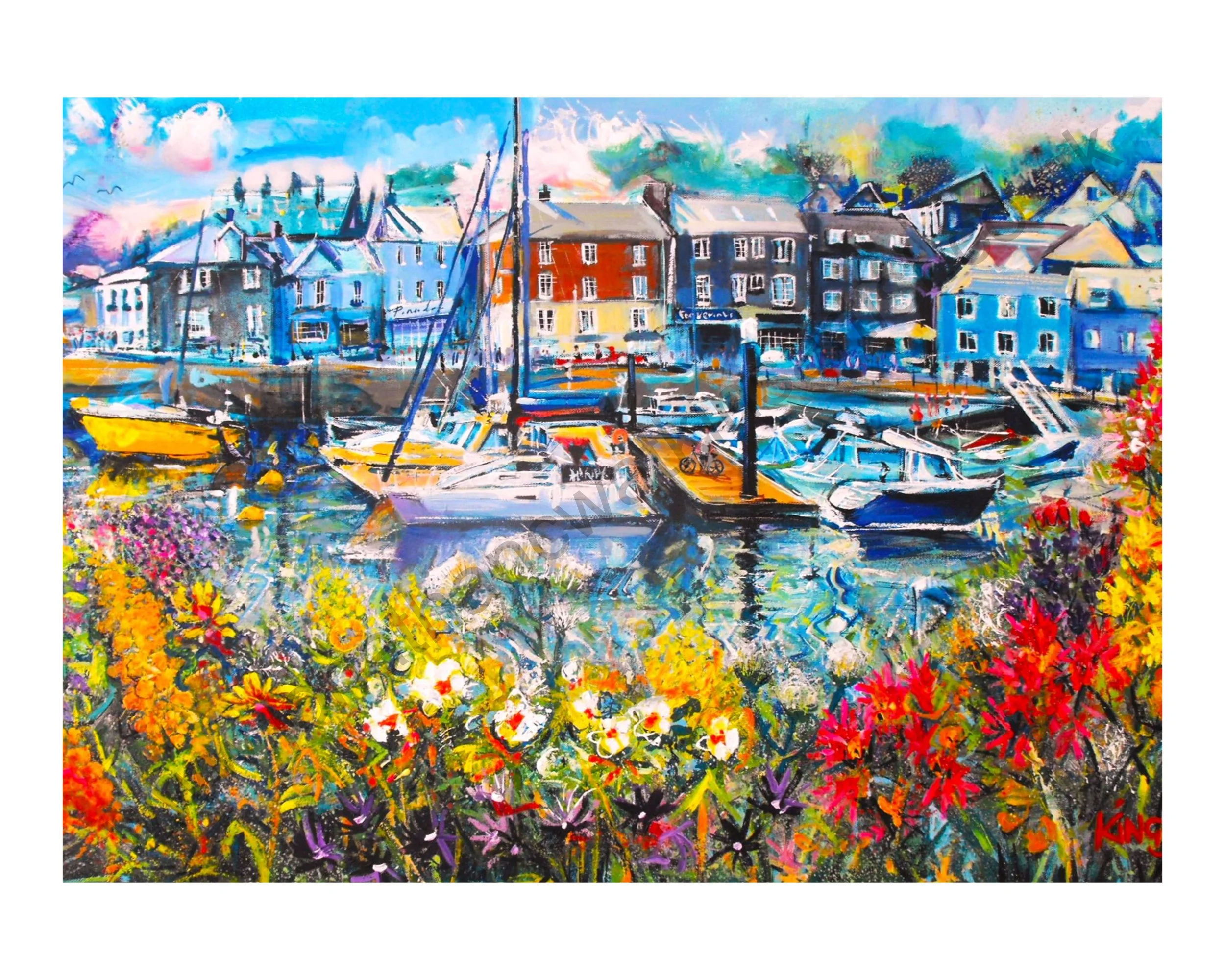 Padstow with Flowers Greeting Card