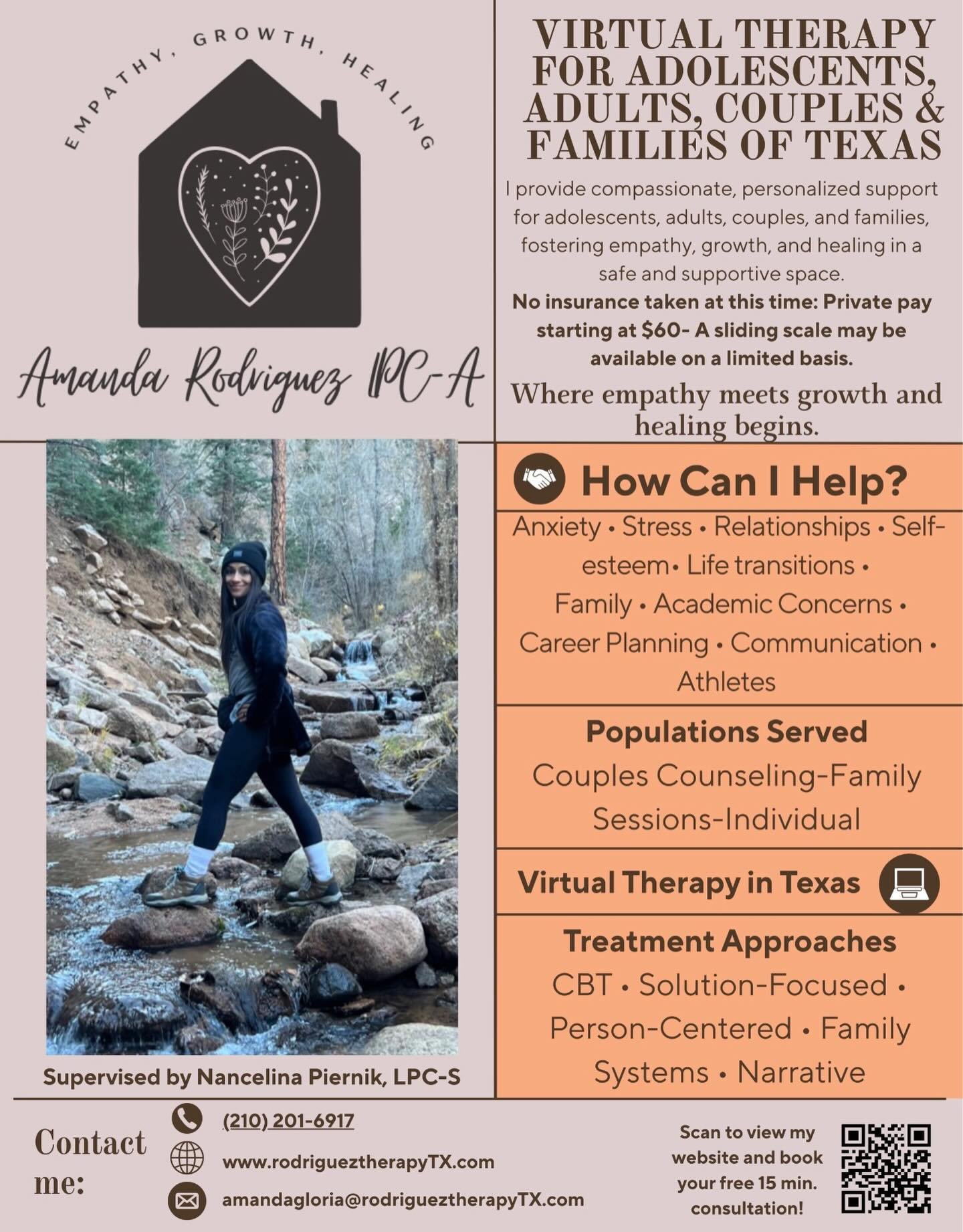 Thank you to everyone for sharing! Revamping the flyer❤️ please reach out with any inquiries! #therapytexas #therapy #counselor #texas #privatepracticetherapist
