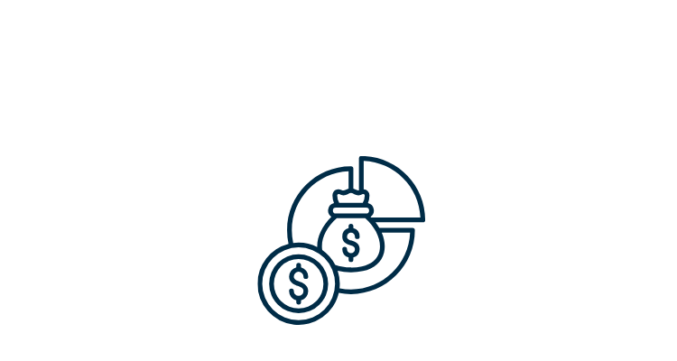 Icon of money and a pie chart representing financial data or governance.