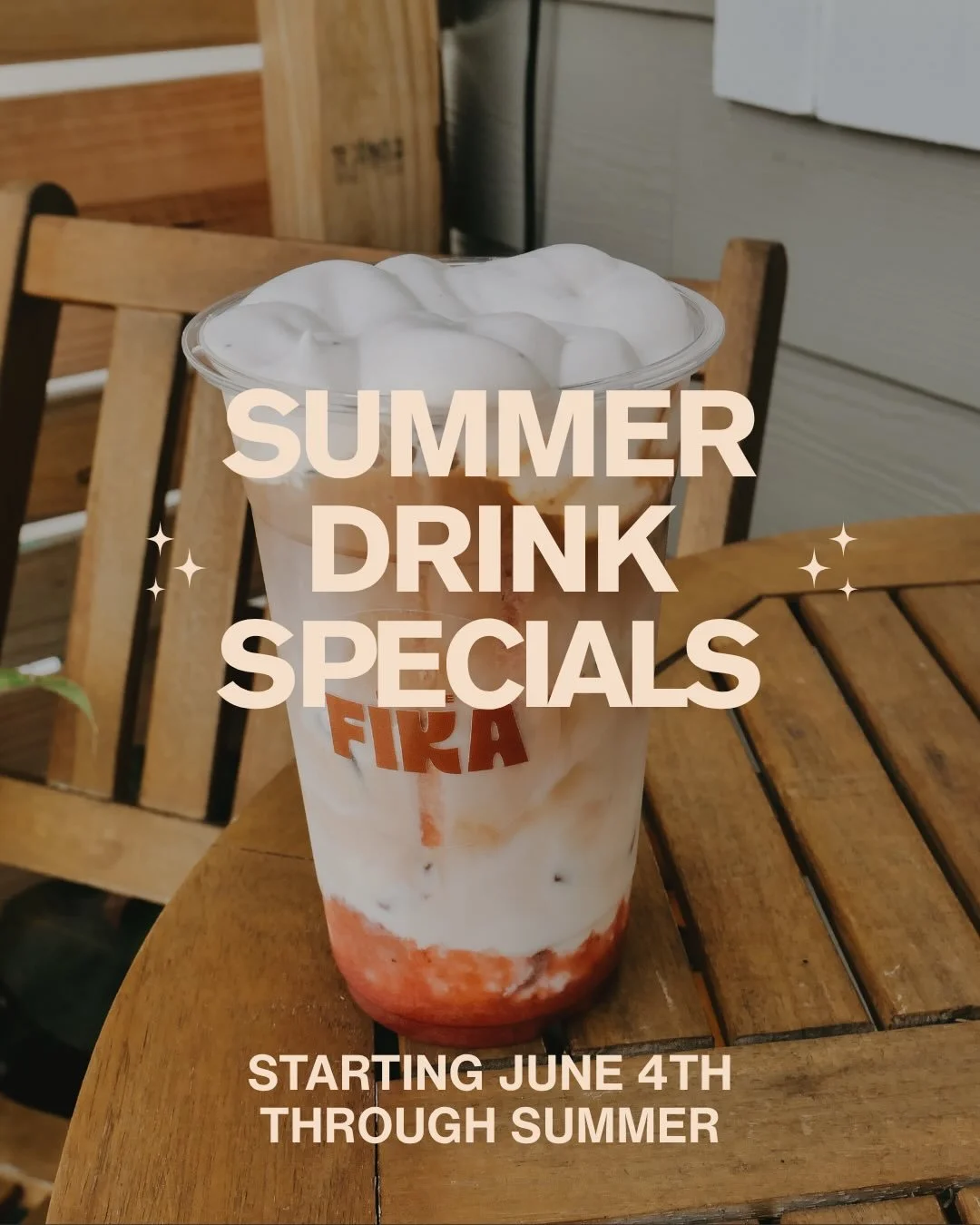Summer drink specials! ☀️

Only here from June 4th &ndash; September 1st

For the month of June, $0.50 from every Strawberries &amp; Cream latte sold will go to @stpetepride 🌈 Come get &lsquo;em while they&rsquo;re cold!