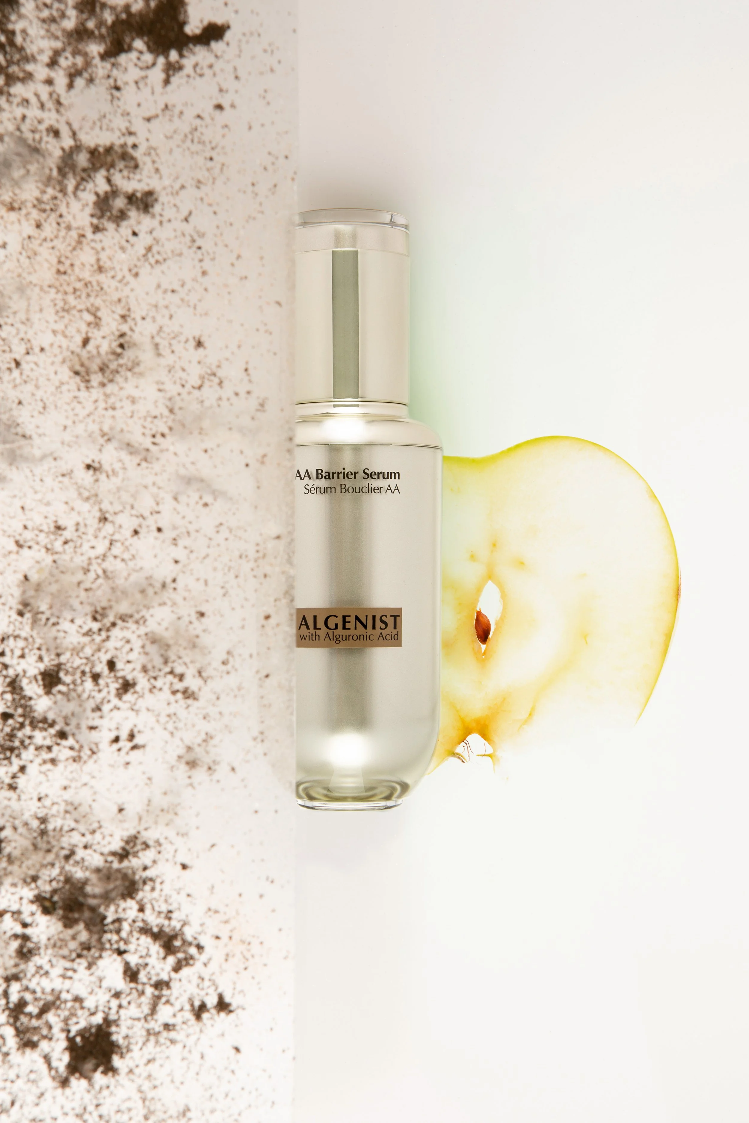 Algenist Skincare AA Barrier Serum bottle with key ingredient apple