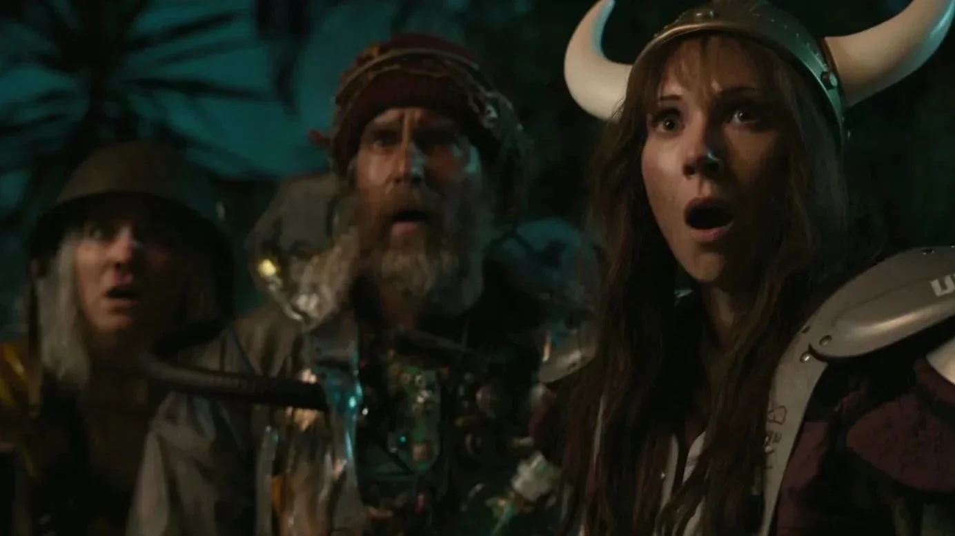 Sam Rockwell, Haley Lu Richardson, and Juno Temple in "Good Luck, Have Fun, Don't Die"