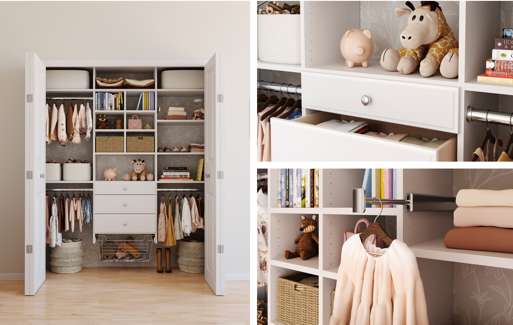 Style: Reach-In      |

Color: White      |

Hardware Color: Polished Chrome