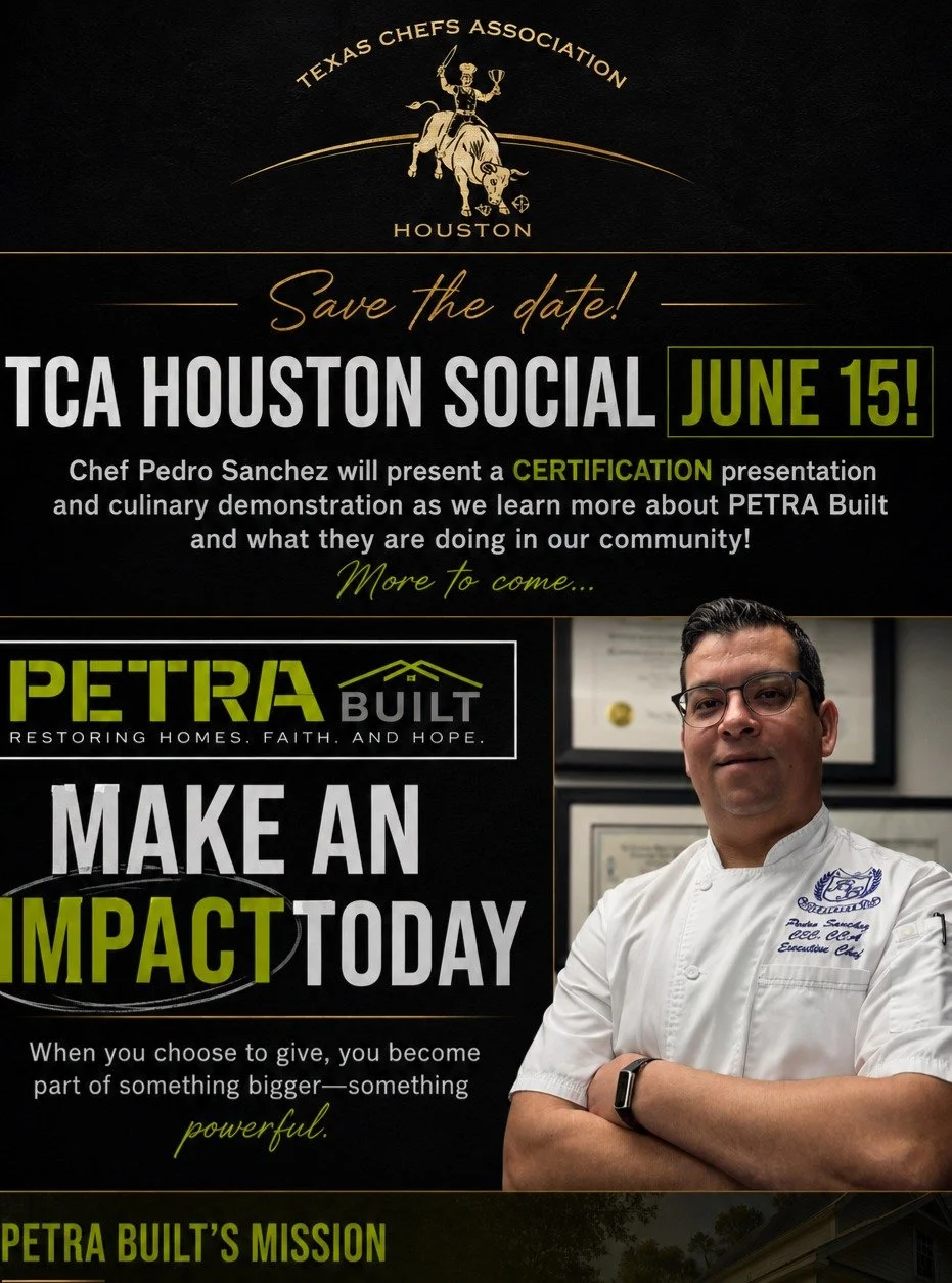 We&rsquo;re honored to partner with the Texas Chefs Association Houston Chapter as Chef Pedro Sanchez presents a certification session and live culinary demonstration. 

Food. Community. Impact.

#TCAHouston #HoustonEvents #PETRABuilt #MakeAnImpact #